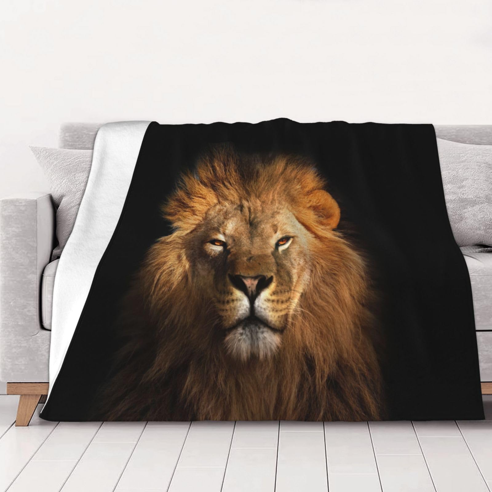Couverture en flanelle 280g lion africain au toucher velours