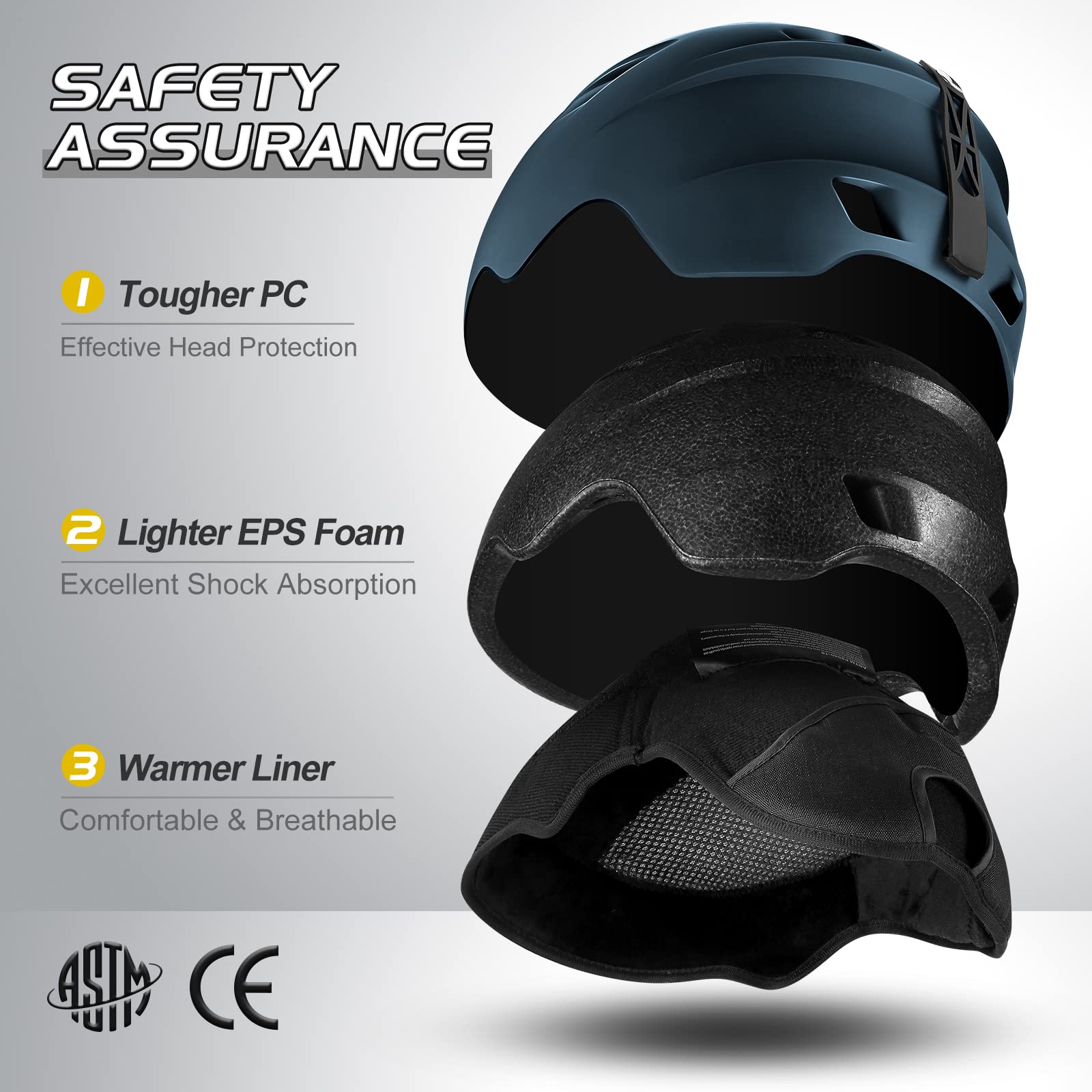 Odoland Kit di Casco Sci con Maschera Sci, Casco Snowboard per Uomo Donna Adolescenti, Casco Ski Regolabile e Occhiali Sci UV400 Proteczione, per Sport Invernali All'aperto