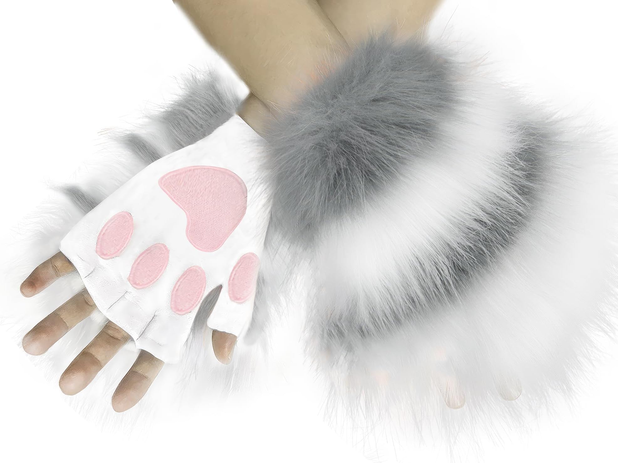 Wolf Paw Costume for Adult 1 Pairs Plush Gloves Cosplay Bear Paw