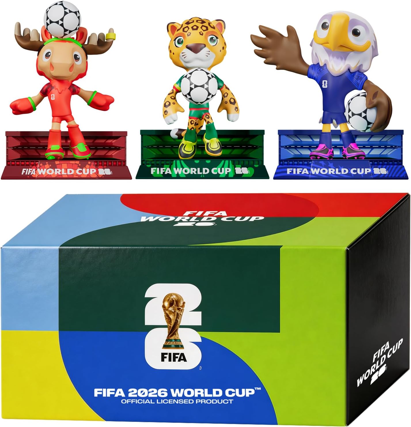 Lainergie FIFA 2026 World Cup Official Licensed Mascot 4-inch Figurines Set of 3 (Maple, Zayu & Clutch), Collectable Soccer Figures, Gift Idea- Sports Fans - Model Figure for Collectors