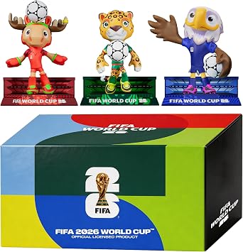 FIFA 2026 World Cup Official Licensed Mascot 4-inch Figurines Set of 3 Maple, Zayu & Clutch, Collectable Soccer Figures, Gift Idea- Sports Fans - Model Figure for Collectors