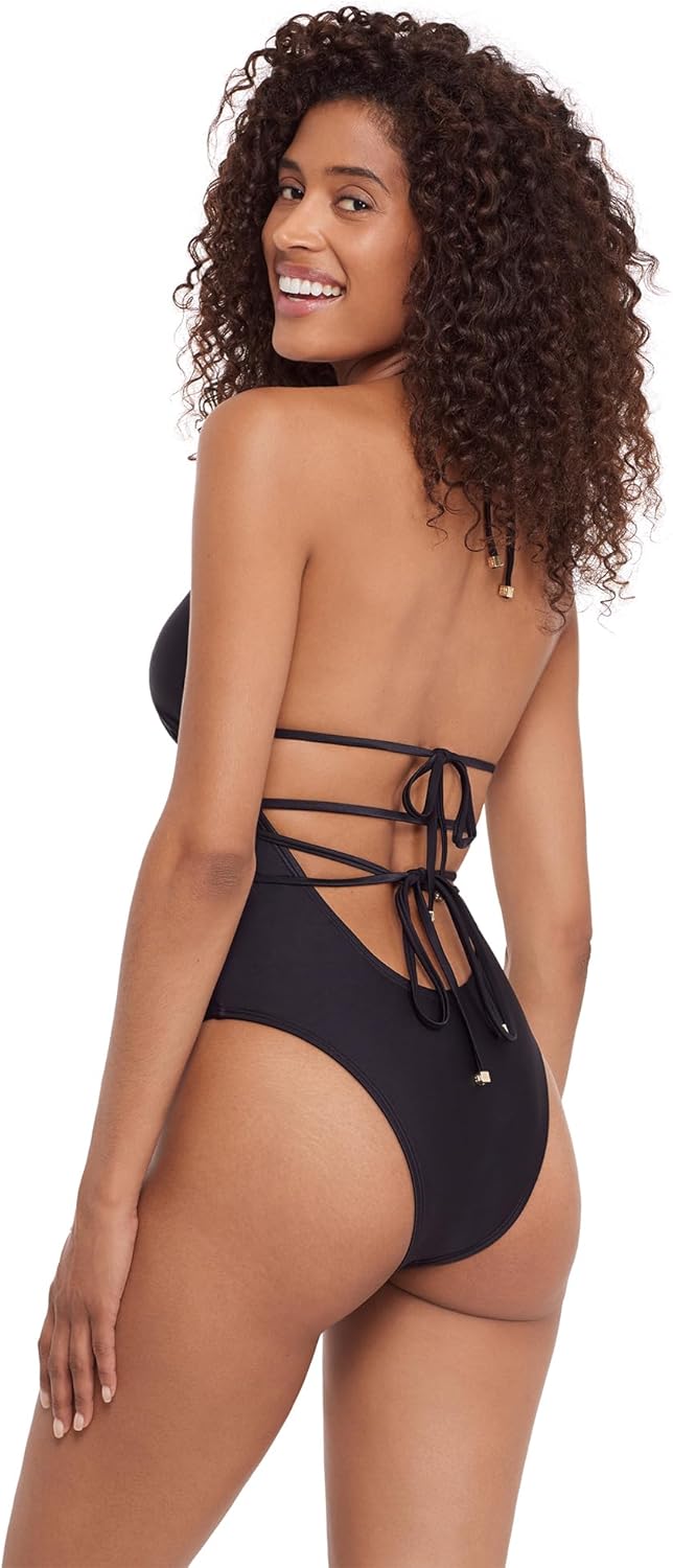 Steve Madden Womens Strappy Cutout Triangle One Piece Swimsuit - Image 2