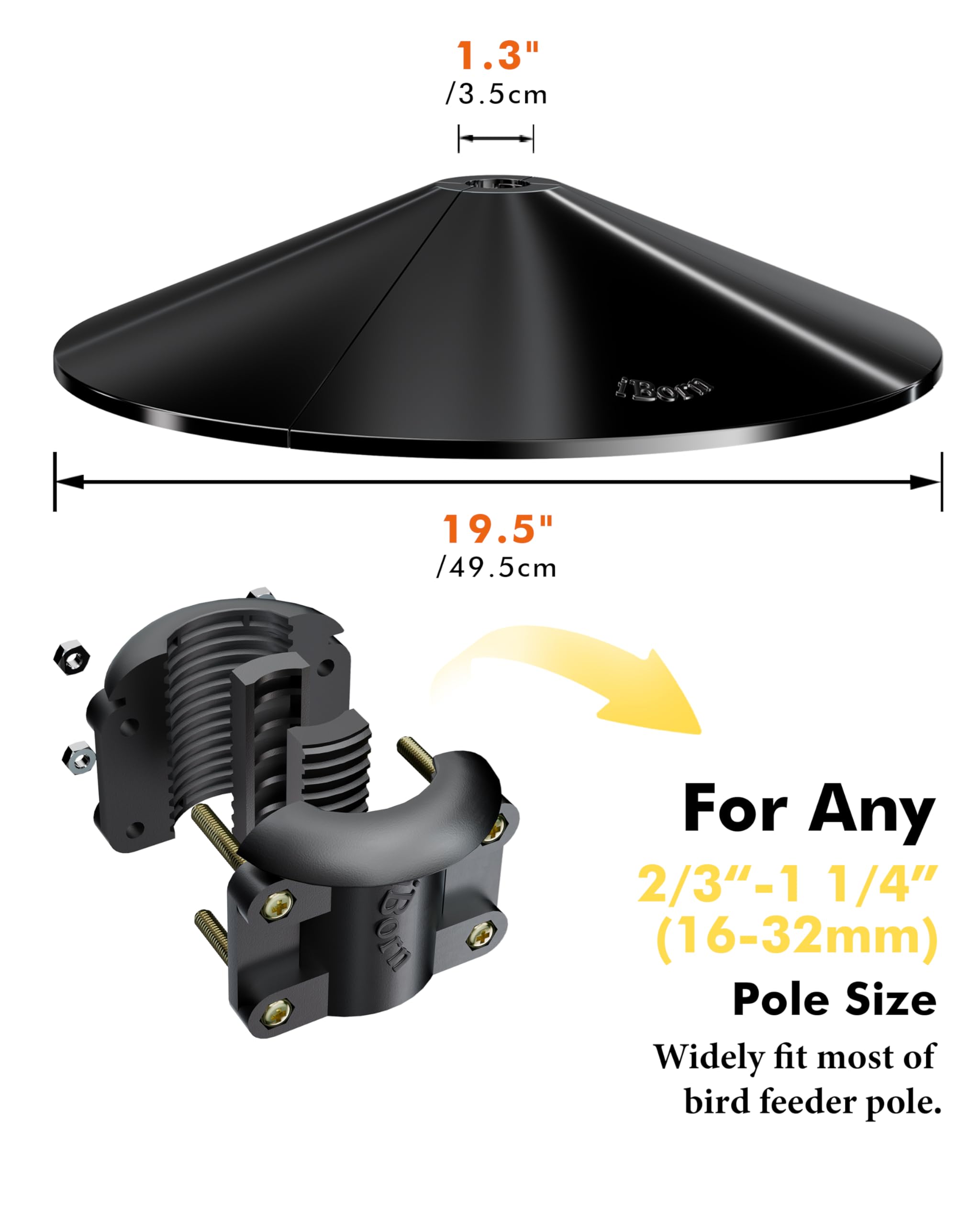 iBorn Deflettore di protezione per scoiattolo in plastica PC, 49,5 cm, oversize, confezione da 1