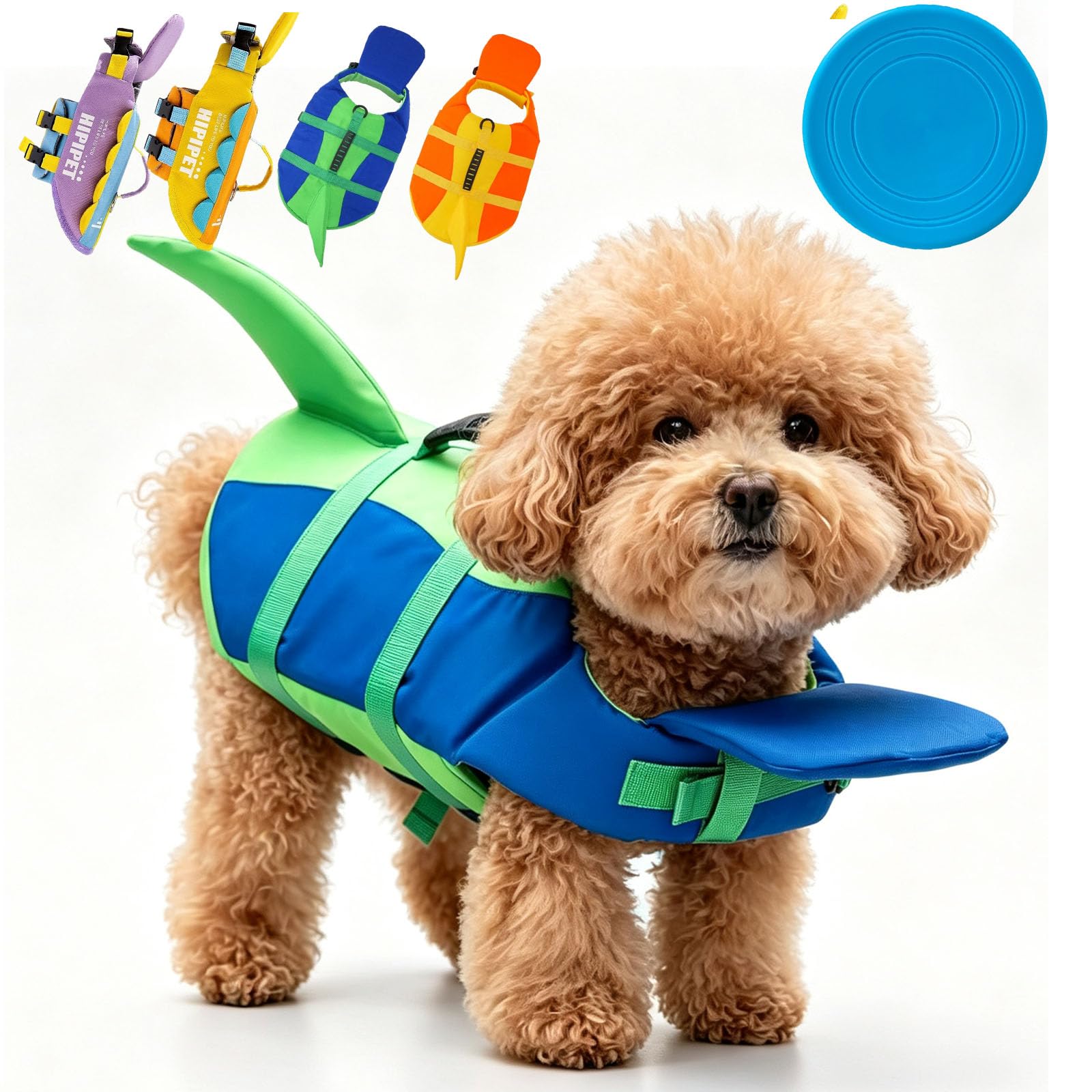 Dog Life Jacket with Chin Float, Dog Life Vest with Shark Fin (XXL,1#)