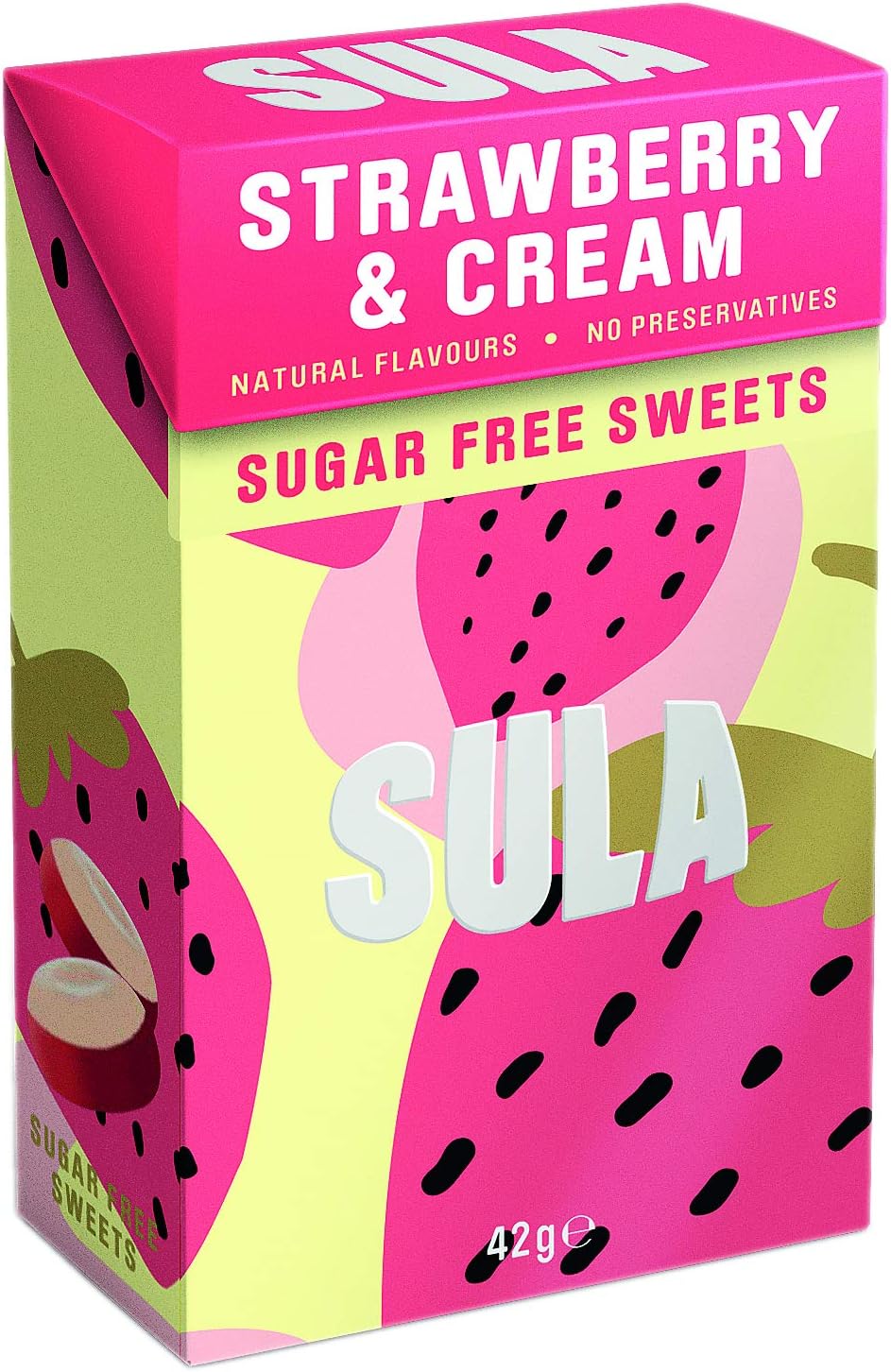 Sula Sugar Free Strawberry and Cream Sweets 42 g (Pack of 14)