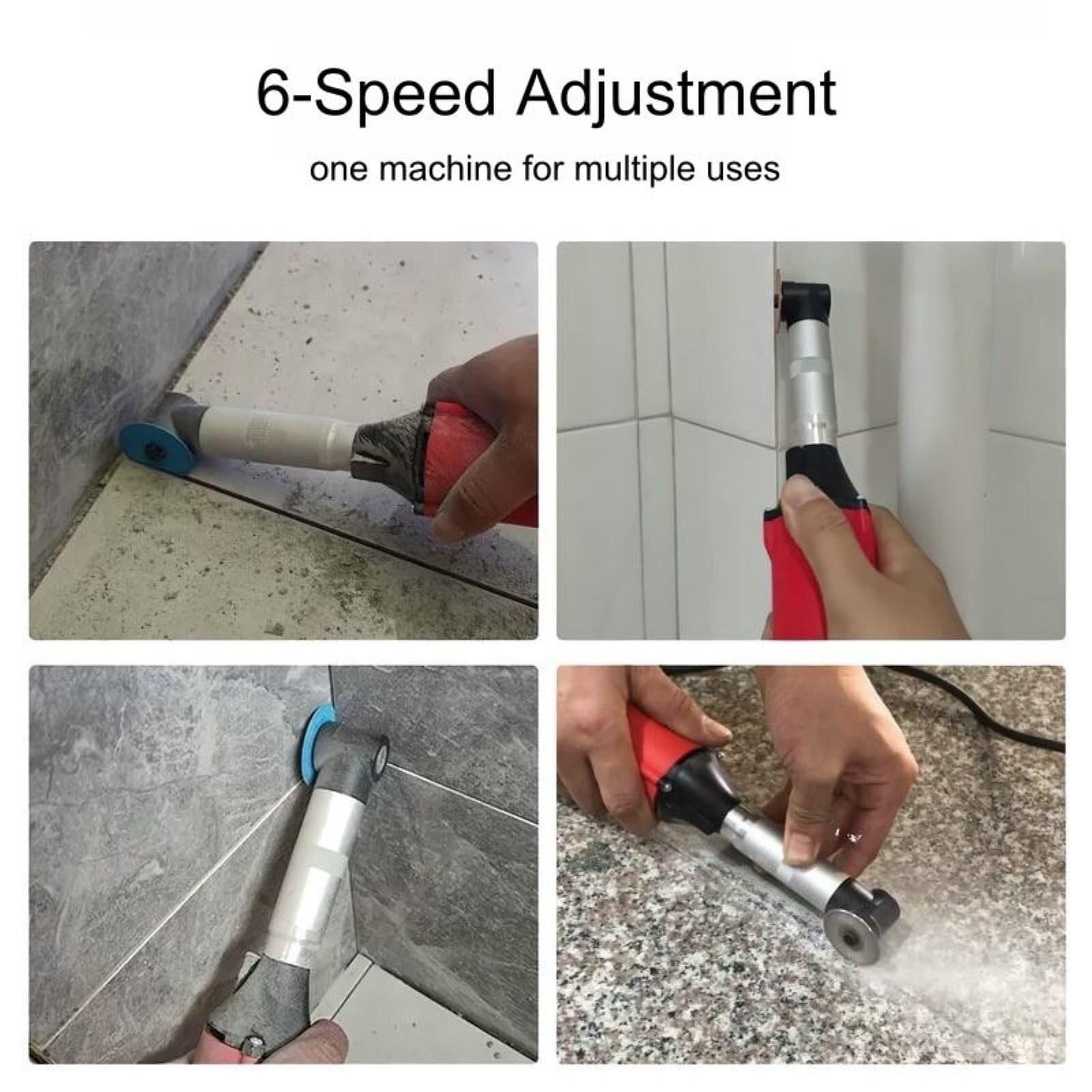 Máquina Eléctrica De Limpieza De Costuras De Baldosas,Ajuste De 6 Velocidades, 15000 RPM,para pulir y limpiar juntas de azulejos,Limpiadora y Abridora de Juntas de Piso(Red)