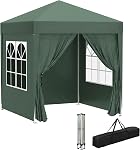 Outsunny 6,6'x6.6' Tente de canopée pop Up avec parois latérales, Camping à l'abri du soleil instantané Gazebo avec sac de transport, pour l'extérieur, jardin, patio, gris