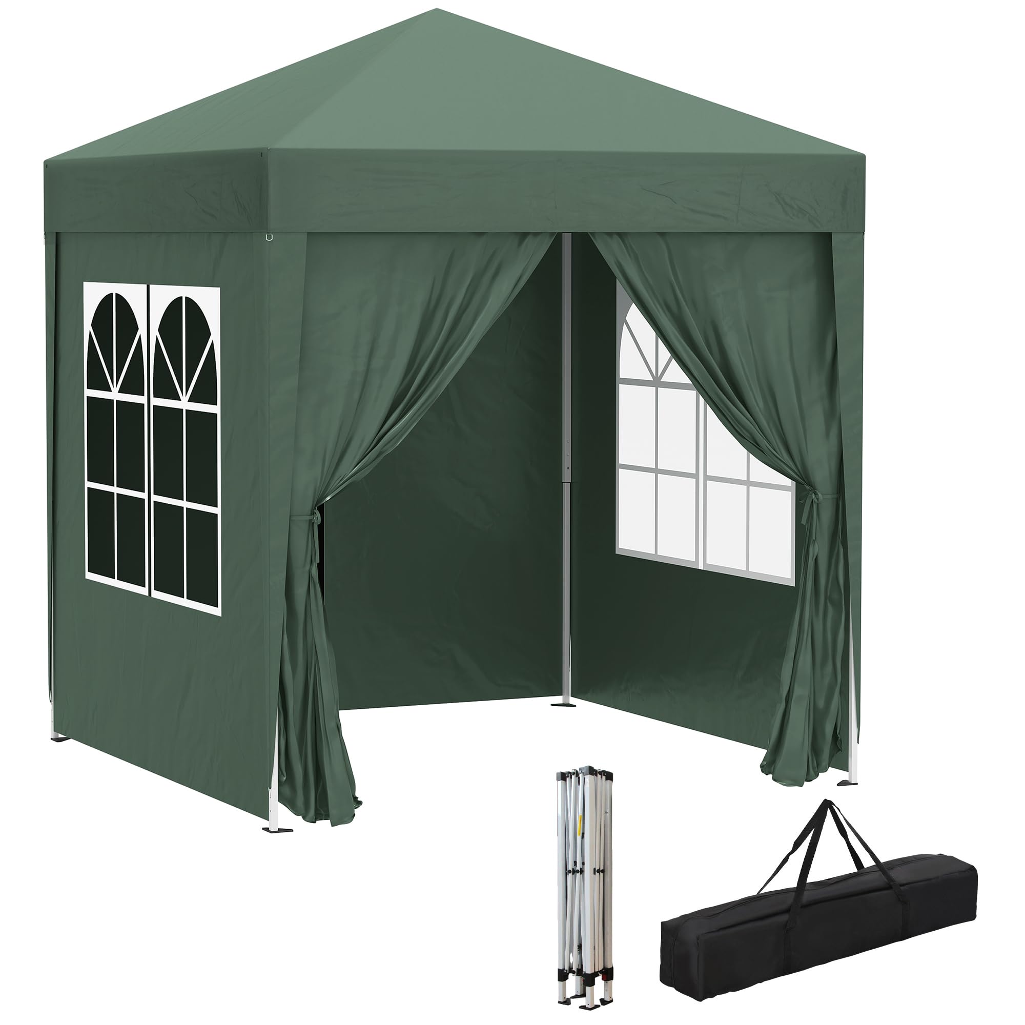 Outsunny 6.6'x6.6' Pop Up Canopy Tent with Sidewalls, Instant Sun Shelter Camping Gazebo with Carry Bag, for Outdoor, Garden, Patio, White — view 10