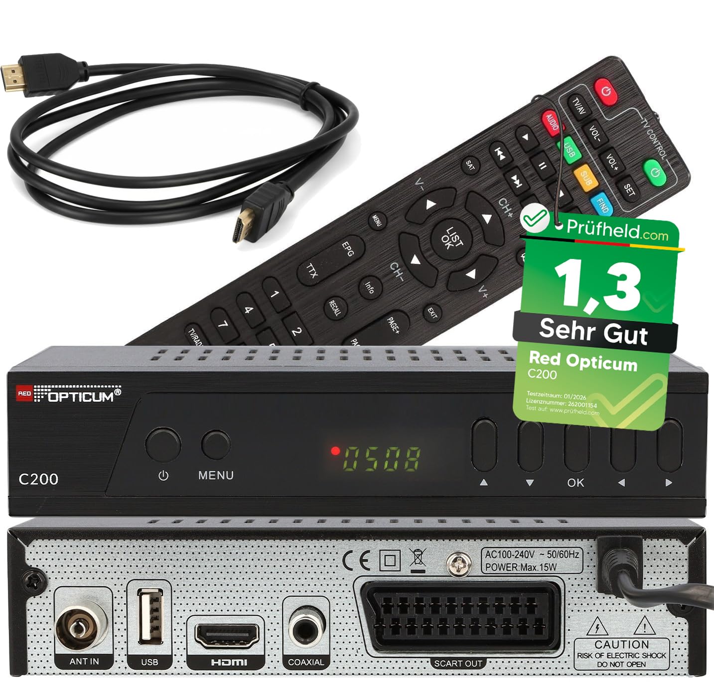 Opticum C200 Full HD DVB-C Kabel Receiver mit PVR Aufnahmefunktion HDMI SCART USB