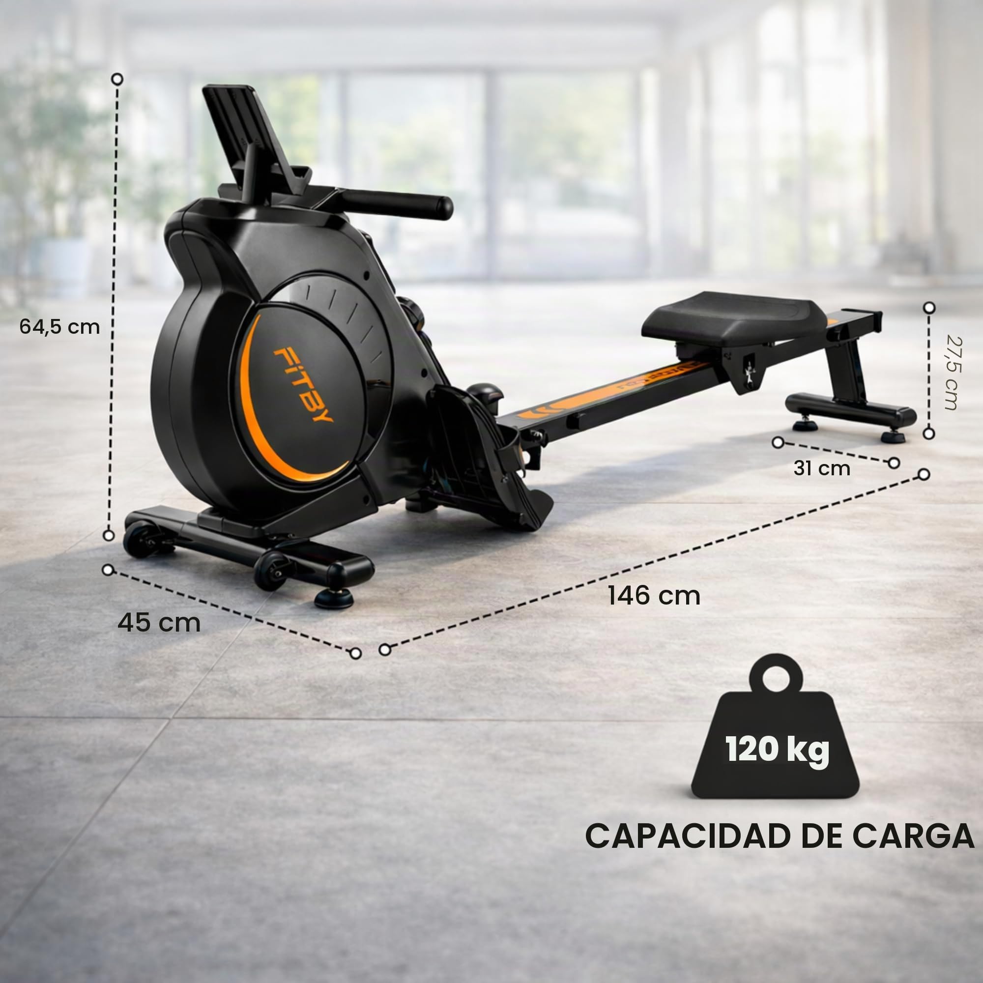 Máquina De Remo Magnética para Gimnasio Doméstico - Equipo De Entrenamiento Plegable con Capacidad para 159 Kg Y Monitor LCD | 16 Niveles Ajustables para Cardio - Negro