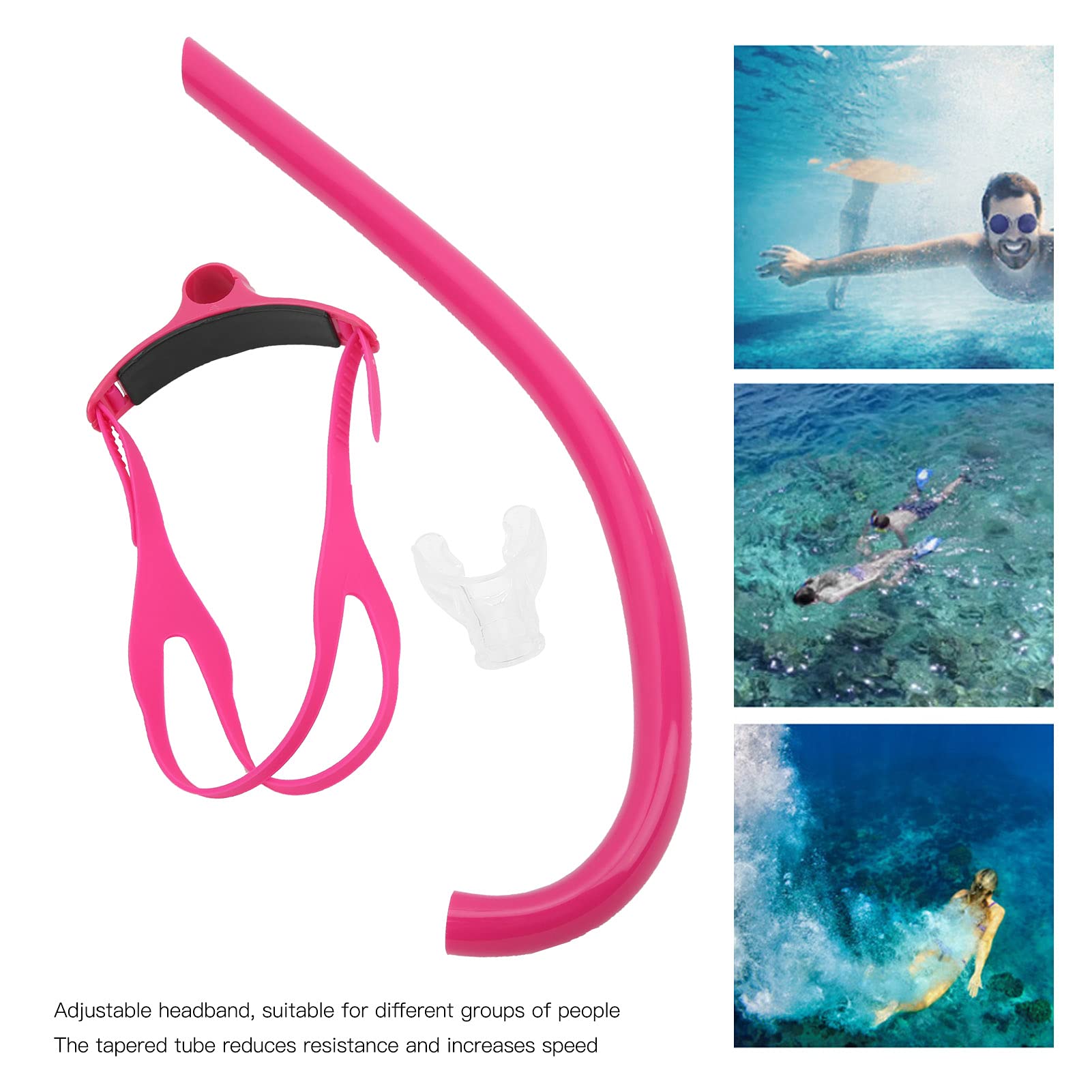 Cyrank Swim Snorkel, Silicone Snorkeling Training Tool Front Mounted Training Gear Snorkel Equipment with Mouthpiece for Pool Open Water (Red)