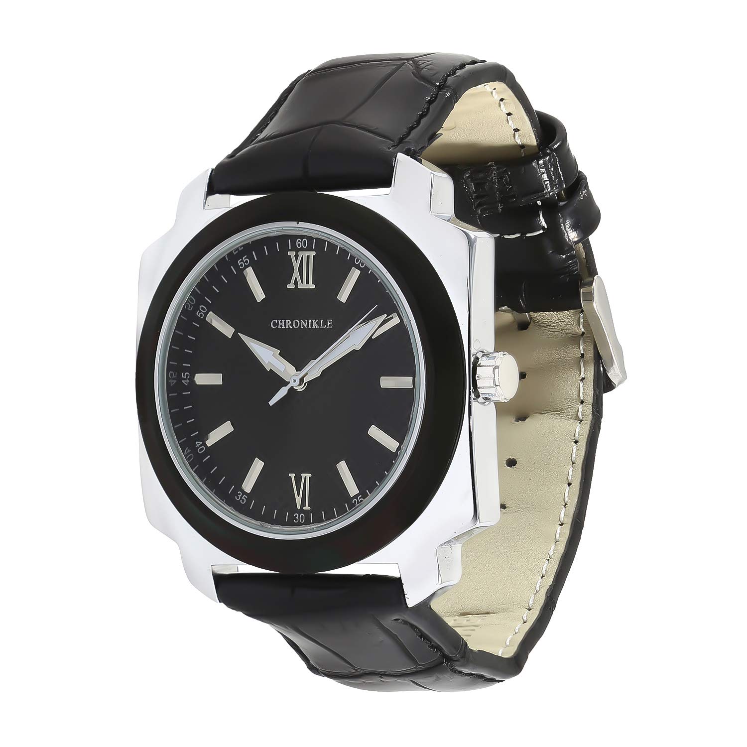 Chronikle Designer Mens Wrist Watch (Dial Color:Black | Band Color: Black, Leather Strap) (B07L4R9FV5) Amazon Price History, Amazon Price Tracker