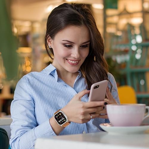 Vista 98 de UUPWPOKT Correa de cuero compatible con Apple Watch Ultra 3/2/1 Band de 1.929 in, 1.811 in, 1.772 in, 1.732 in, 1.654 in, correa de cuero genuino
