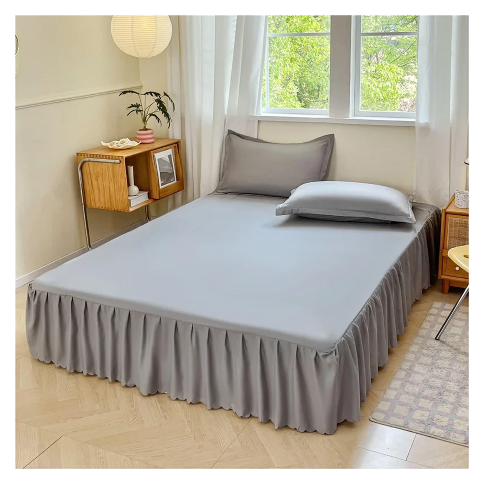 Bed Skirt Solid Color Bed Skirt Four Corners With Elastic Band Bedspread Twin/Full/Queen/King Size Style Mattress Protector(Color-3,Twin 99x190cm)