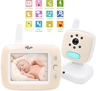 Baby Monitor with Camera and Audio, Long Range Baby Monitor no WiFi, 3.5" HD Color Display Travel Baby Camera, Baby Cam Temperature Monitoring, Night Vision, 960ft Range Two Way Lullabies
