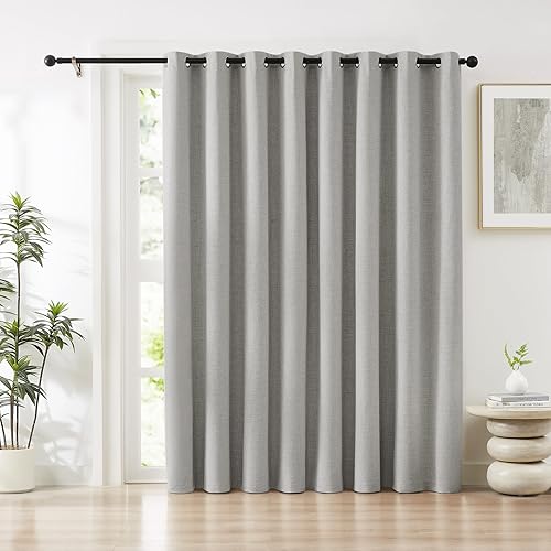 Miniatura 23 de Melodieux - Cortinas de lino 100% opacas azul cielo, 108 pulgadas de largo para sala de estar, dormitorio, cortinas de lino con aislamiento térmico