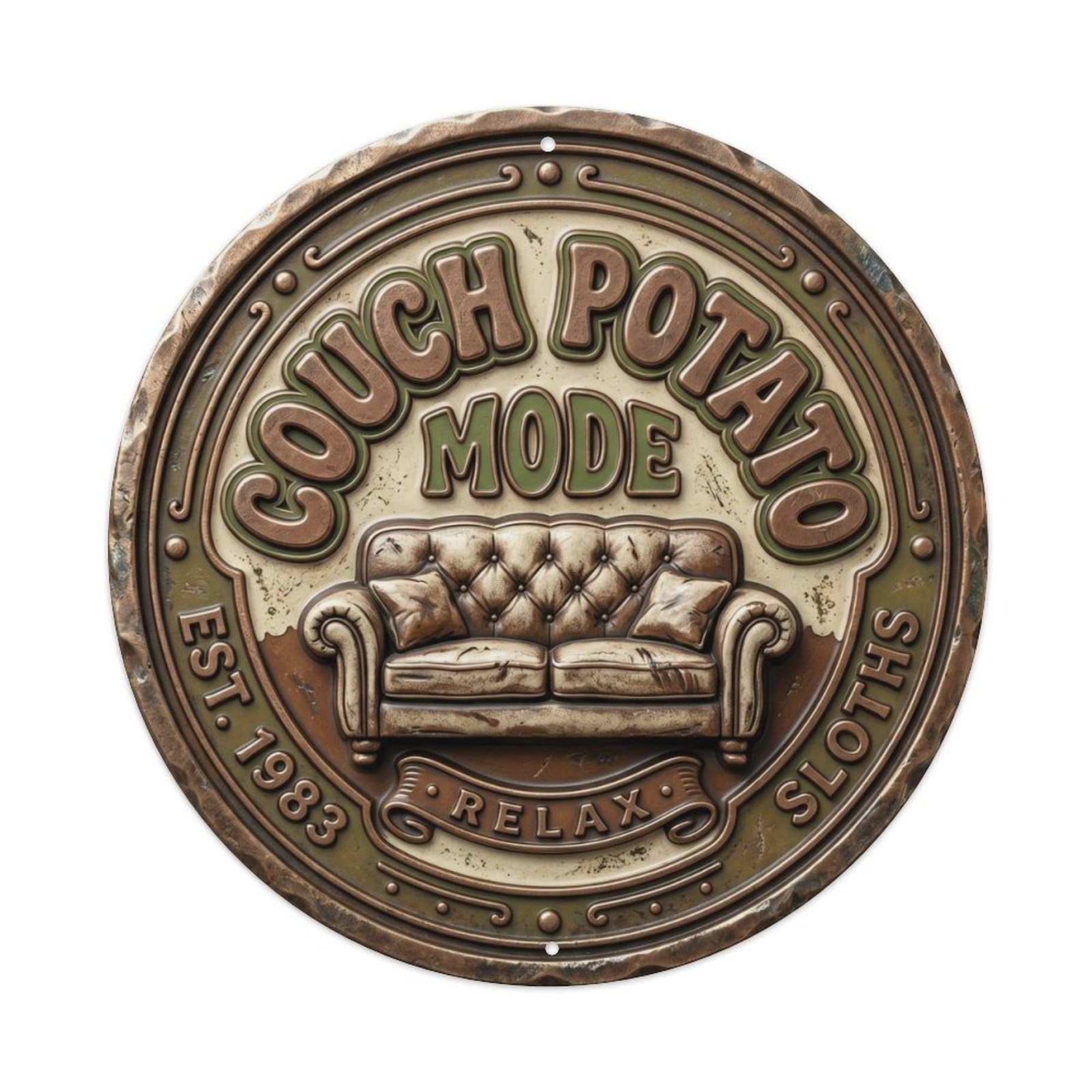 Couch Potato Mode Vintage Indoor Ornament Retro Slogans Metal Tin Sign