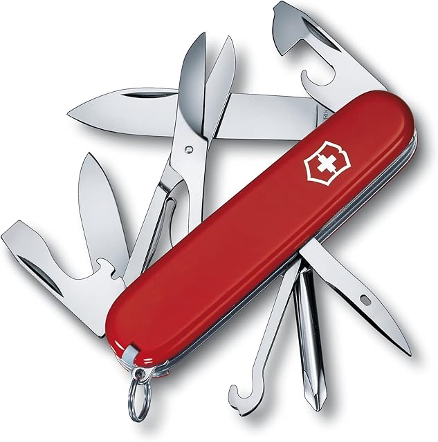 Victorinox Taschenmesser Super Tinker (14 Funktionen, Mehrzweckhaken, Schere, Drahtabisolierer), rot