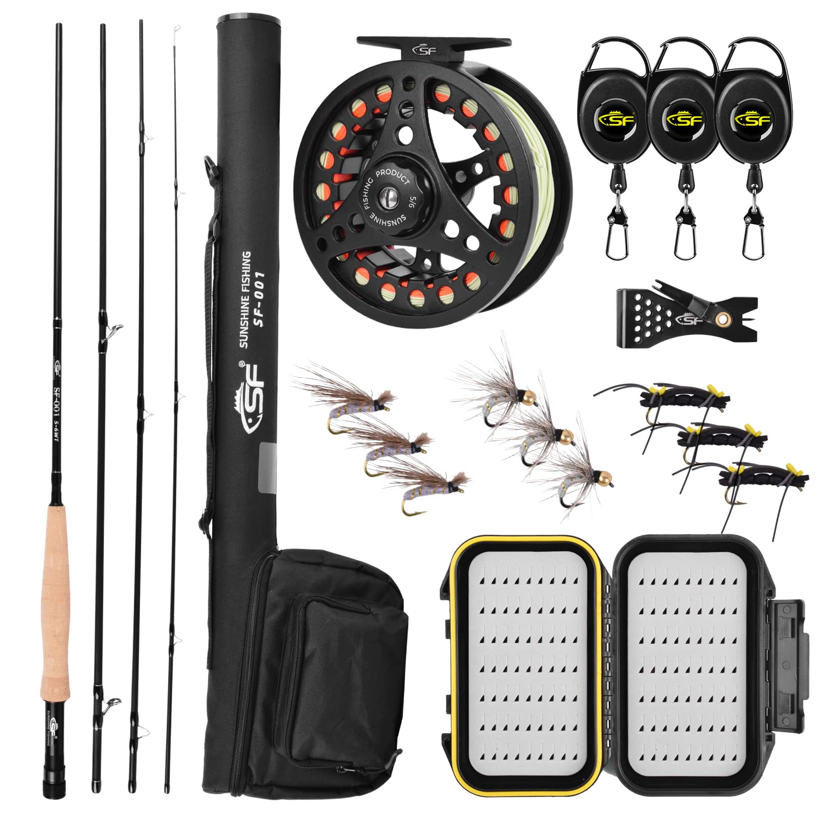 Photo 1 of **PARTS ONLY**
SF SF-001 Fly Fishing Rod and Reel Combo Starter Kit Outfit 4 Piece 3/4wt 7.6ft, 5/6wt 7/8wt 9ft,