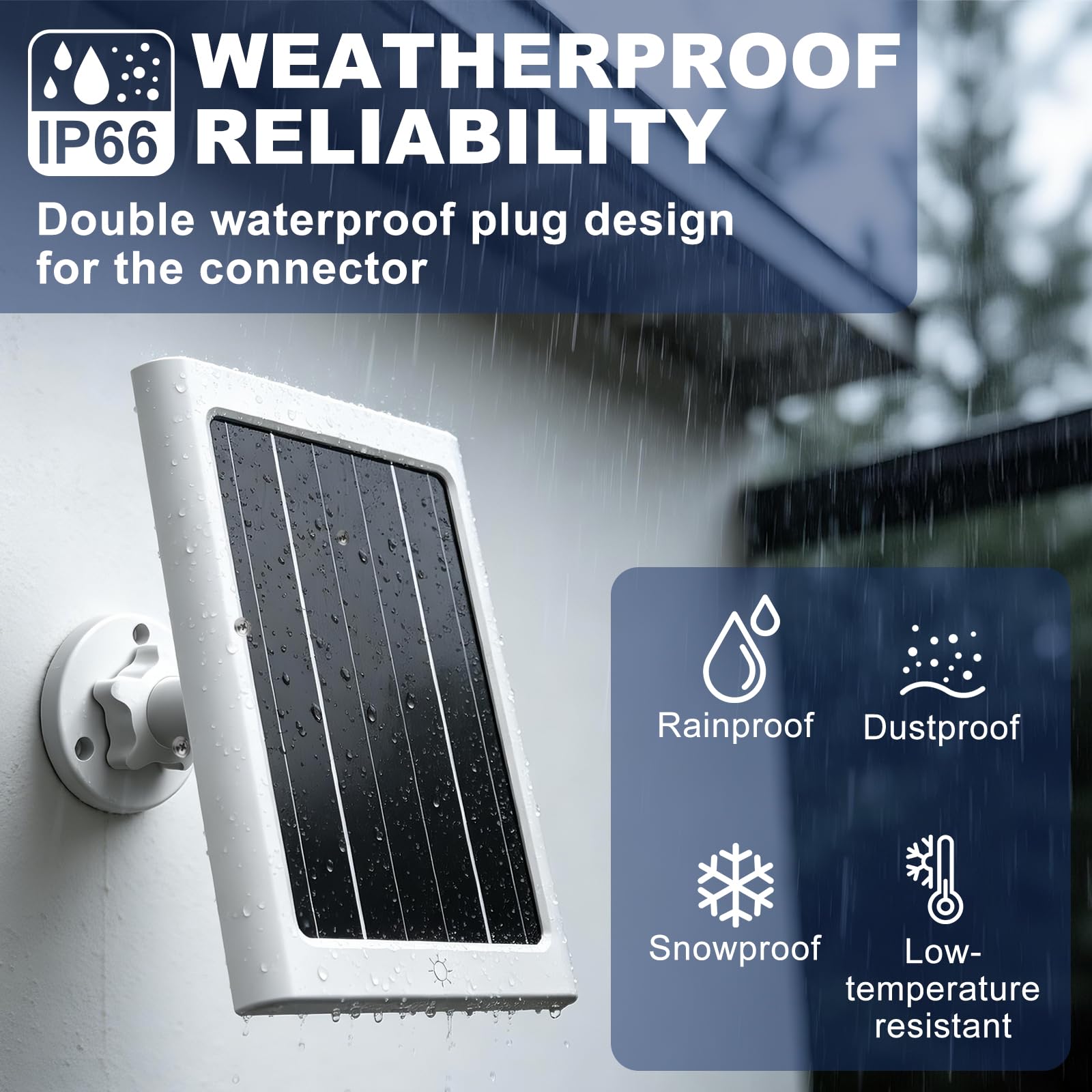 5-W-Solarpanel für Ring Spotlight Cam Plus/Pro und Stick Up Cam Akku, Solarladegerät für Ring Cam mit Kontrollleuchte, 4 m Kabel, IP66-Schutzart, USB-C- und DC-Anschlüsse (2 Packungen)