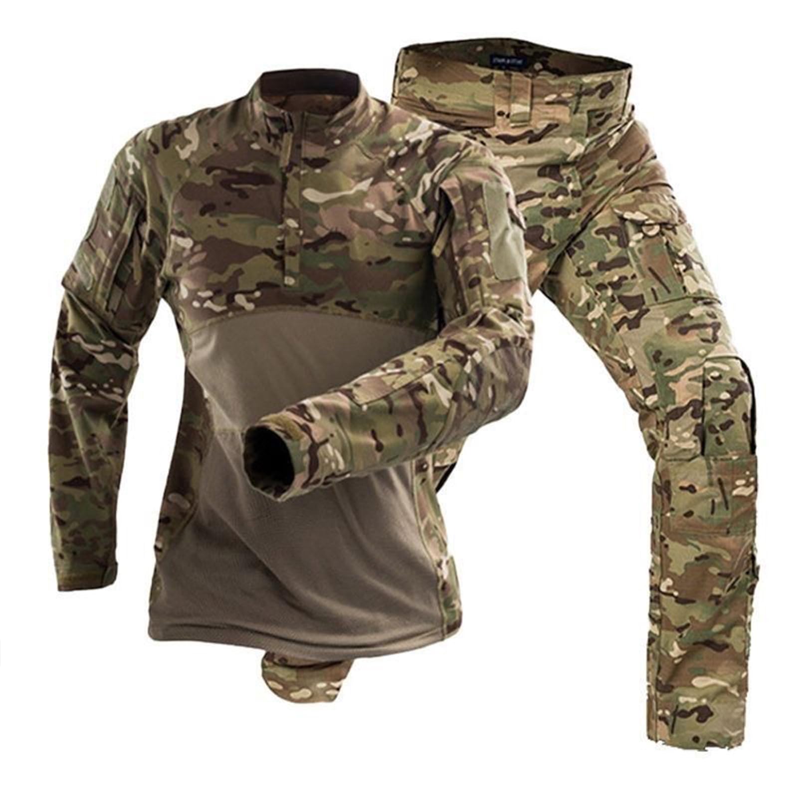 Conjunto de camisa y pantalones tácticos para hombre, uniforme de manga larga con cremallera de 1/4, para senderismo, trabajo al aire libre