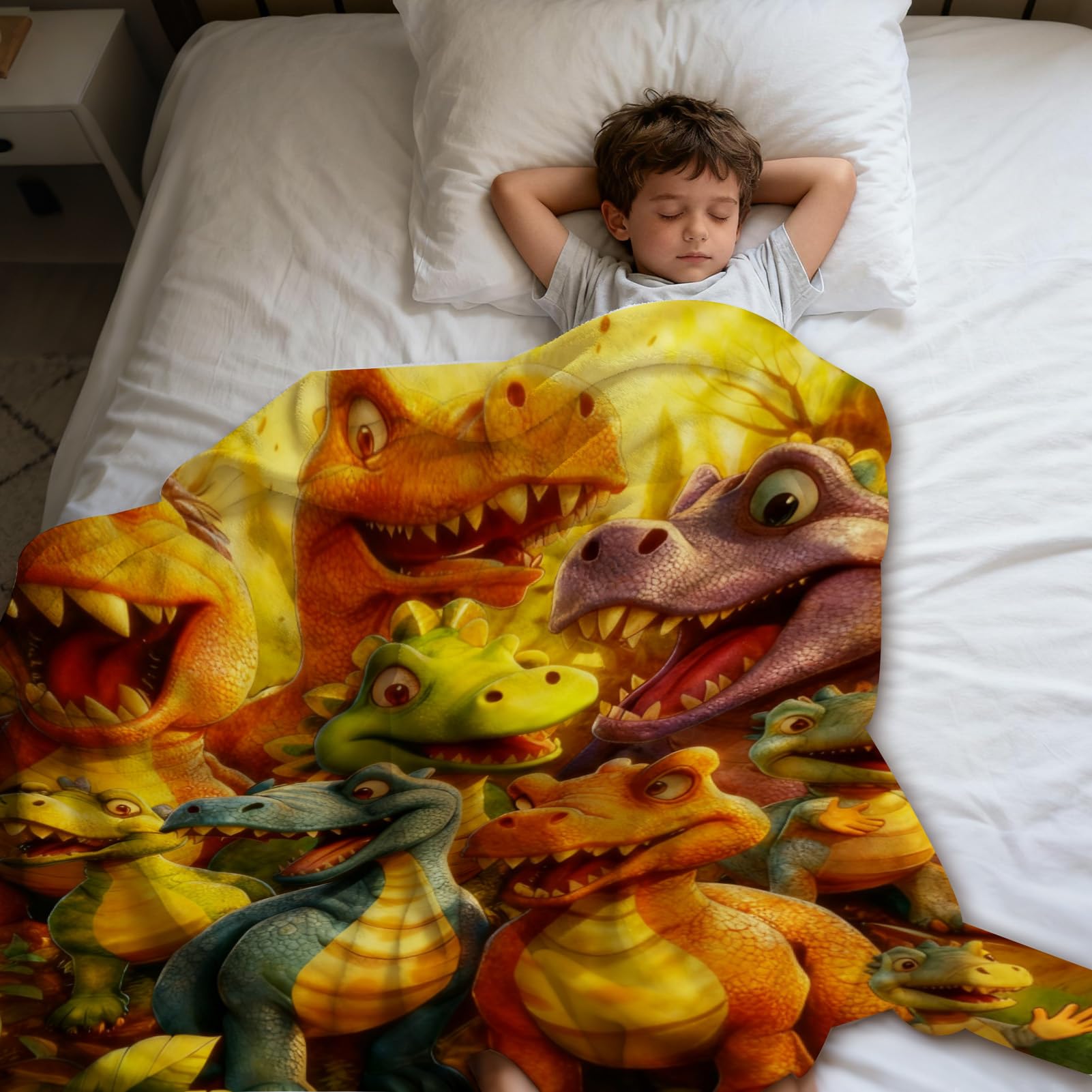 Coperta con stampa digitale HD, motivo dinosauro, 140 x 130 cm, comoda coperta in flanella, per letto, divano, angolo lettura, camera da letto, casa, ufficio, viaggi