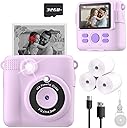 Instant Print Camera for Kids, Christmas Birthday Gifts for Girls Boys Age 3-12,Kids Digital Cameras for Toddler, Portable Toy for 3 4 5 6 7 8 9 10 Year Old Girl with 32GB SD Card-Purple