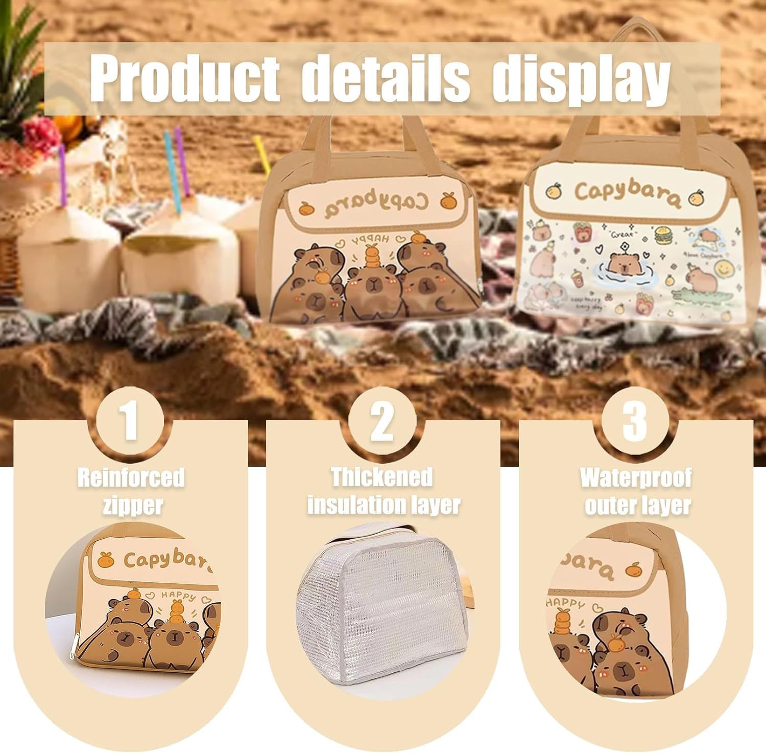 Zaino per bambini Capibara, zaino Capybara Kawaii per bambine e bambini, borsa scolastica Capybara con borsa per il pranzo e set di cancelleria, regalo per adolescenti e studenti