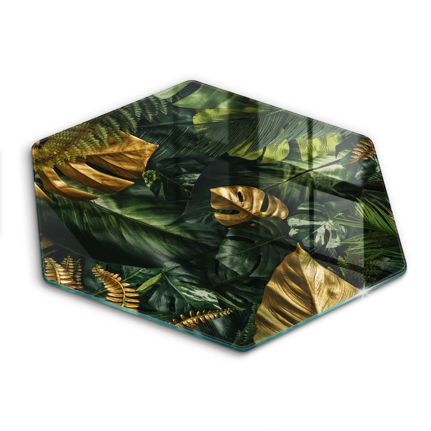 Planche à découper induction pour sublimer votre cuisine, protection hectagonale feuilles d'or