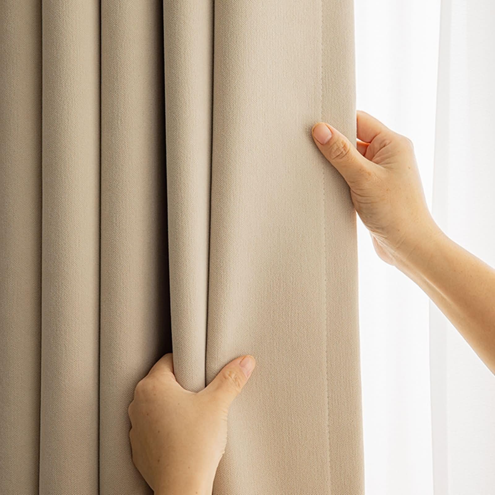 Vorhänge Verdunkelung mit Ösen 274 cm Lang, Blickdichte Gardinen Hell Beige Khaki Unifarbe Verdunkelungsvorhänge für Wohnzimmer Schlafzimmer Kinderzimmer 132x274 cm(B×H), 2er Set