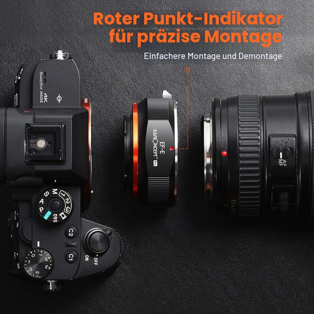 K&F CONCEPT M12105 EOS-NEX Hochpräziser Manueller Objektivadapter Canon EOS an Sony Adapter Ring für Canon EOS EF Objektiv auf Sony Alpha E-Mount Systemkamera (Keine Autofokus).