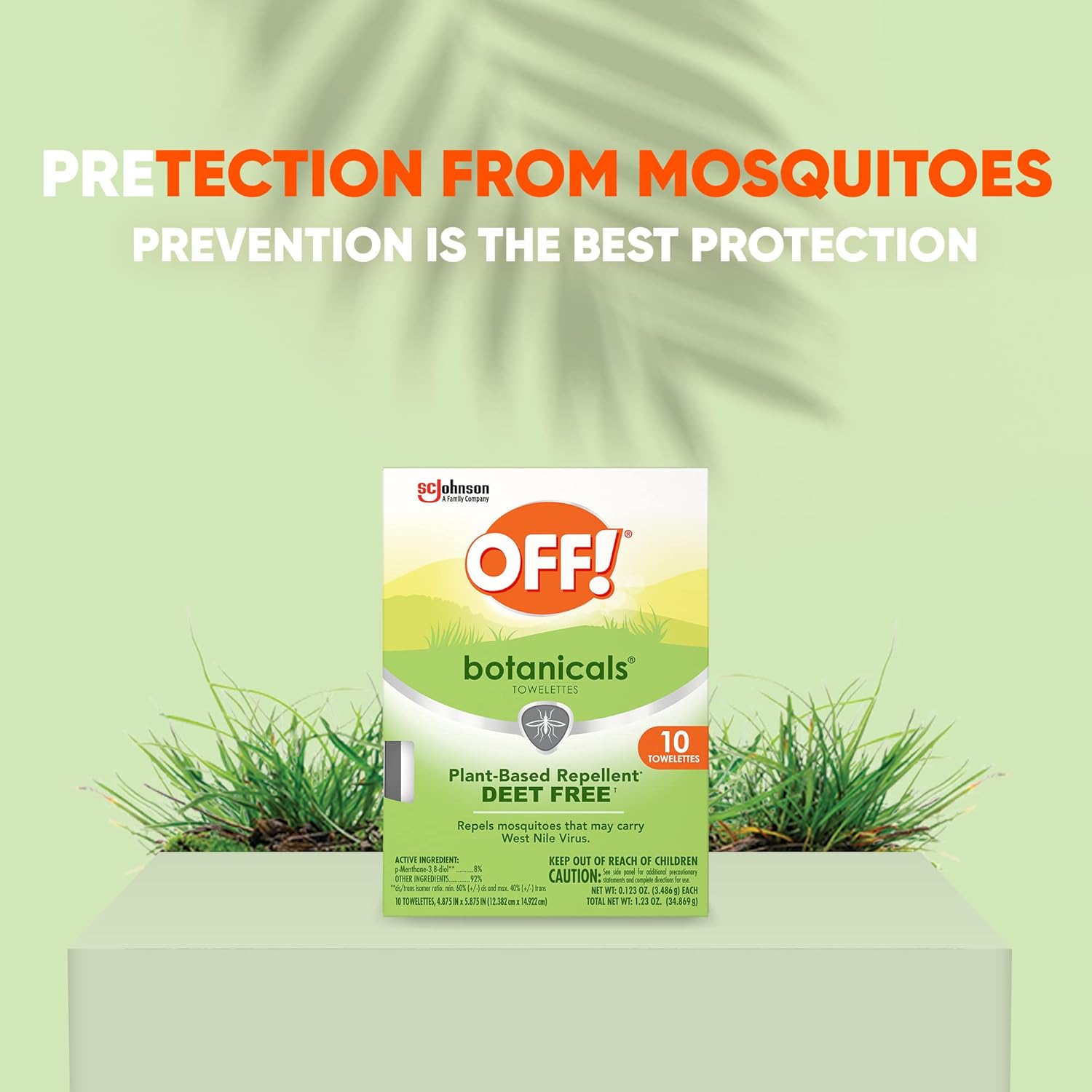 OFF! Botanicals Deet-Free Insect Repellent Wipes, Plant-Based Mosquito Repellent, 10 Count Individually Wrapped Wipes : Health & Household