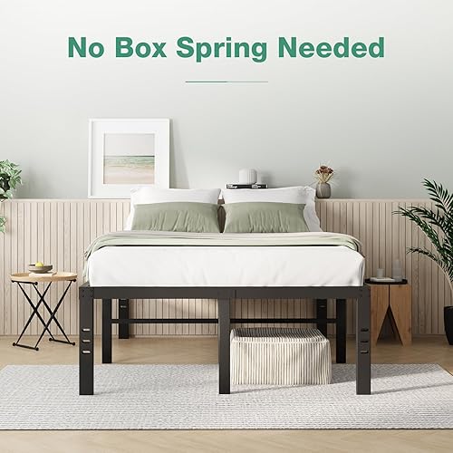 Miniatura 47 de Novilla - Base de cama matrimonial, plataforma de metal de 14 pulgadas, con espacio de almacenamiento debajo de la cama, soporte de listones de