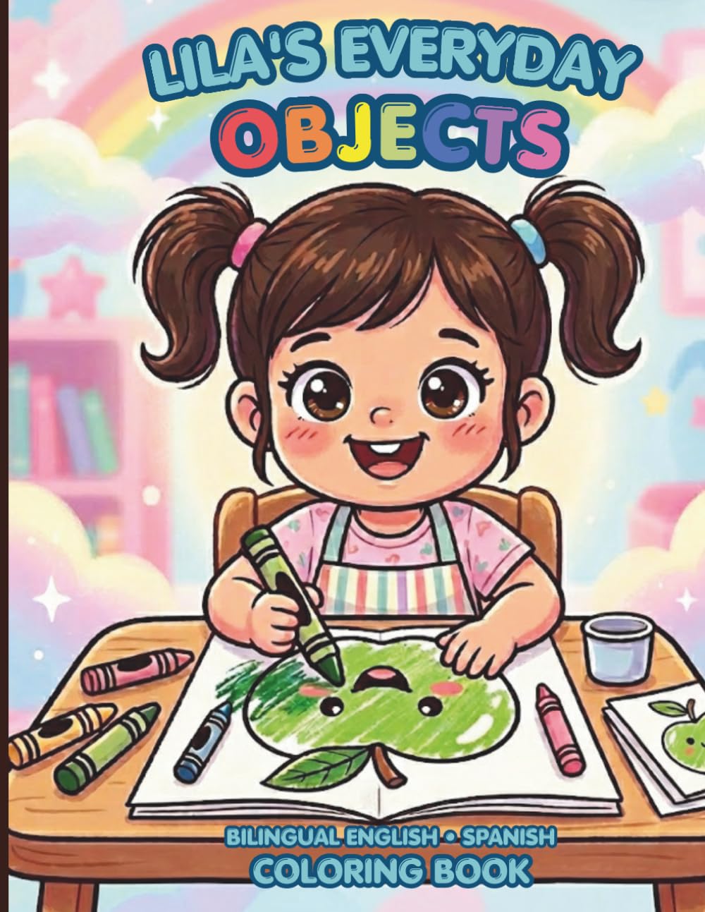 Lila's Everyday Objects: Bilingual English Spanish Coloring Book for Toddlers Ages 2-4: Big Bold & Easy Lines | 70 First Words | Learn English & Spanish While Coloring