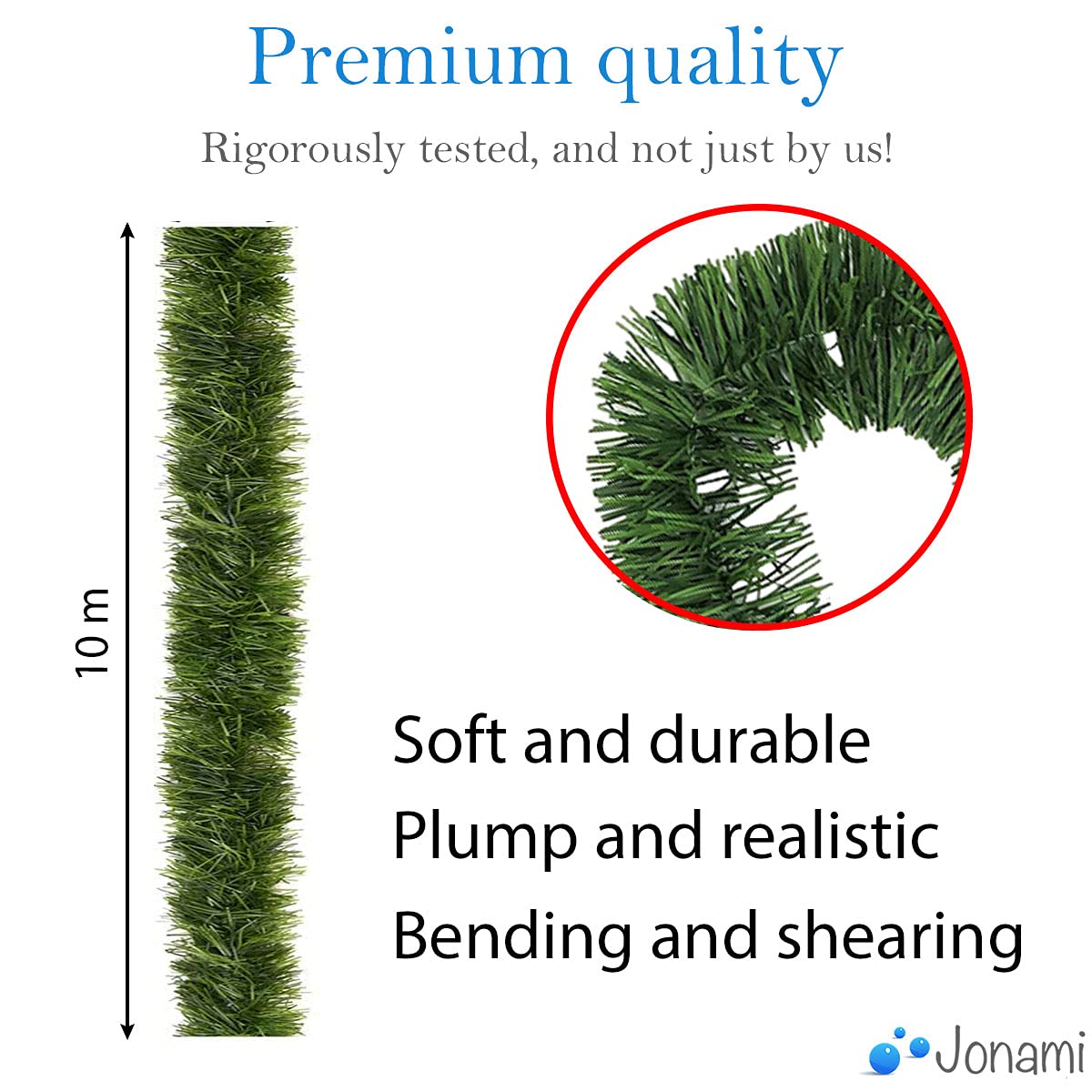 Green Christmas Garland Decorations, Xmas Tinsel Garland Artificial Greenery Decorations for Outdoor and Indoor - 33ft/10m - Image 2
