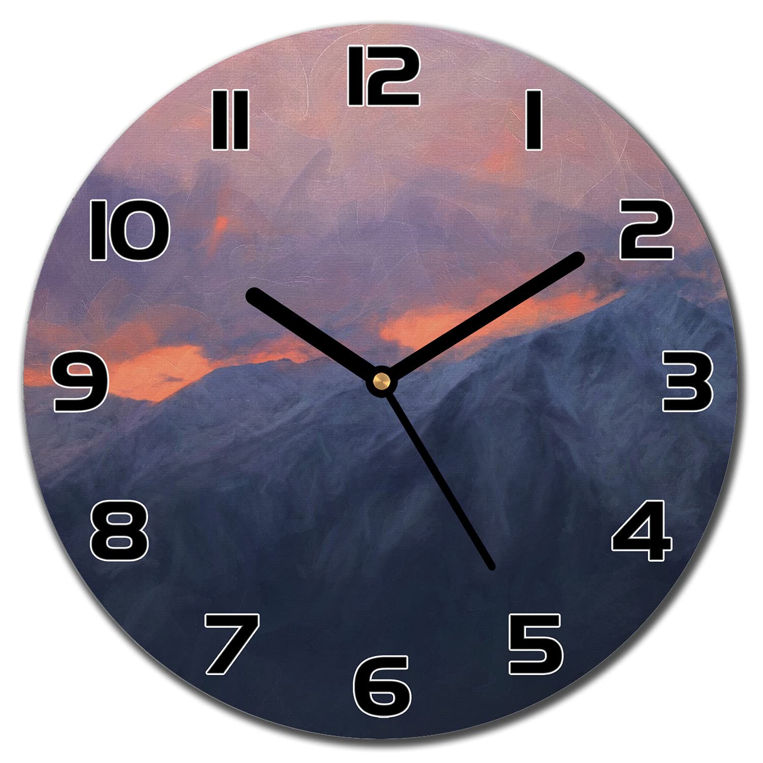 Impression verre sécurité horloge cuisine motif montagne du soir