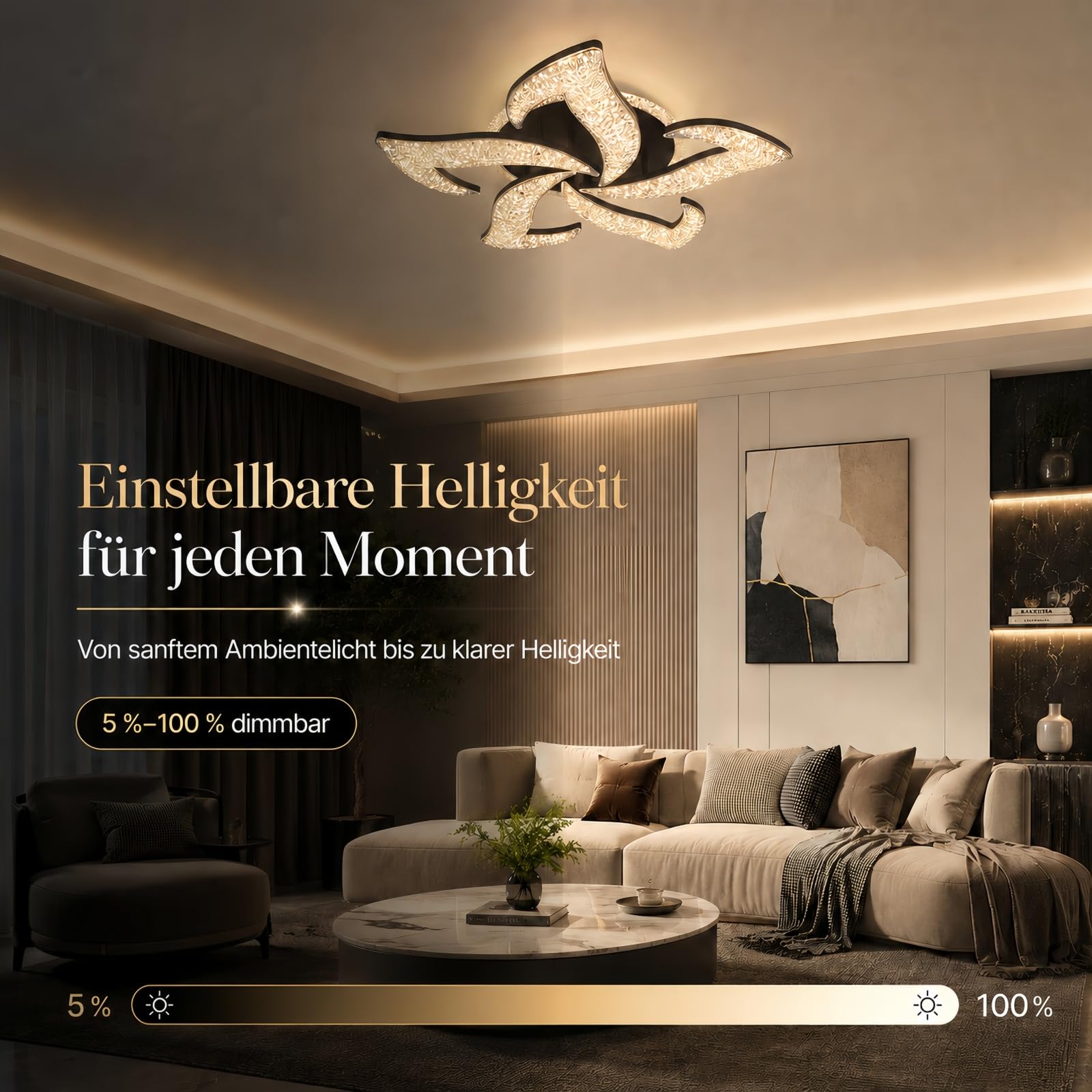 65W 60cm LED Deckenleuchte,Deckenlampe Dimmbar fürs Wohnzimmer | 6556LM helles Licht,2988K-7187K Farbwechsel,Fernbedienung,App und Nachtlicht