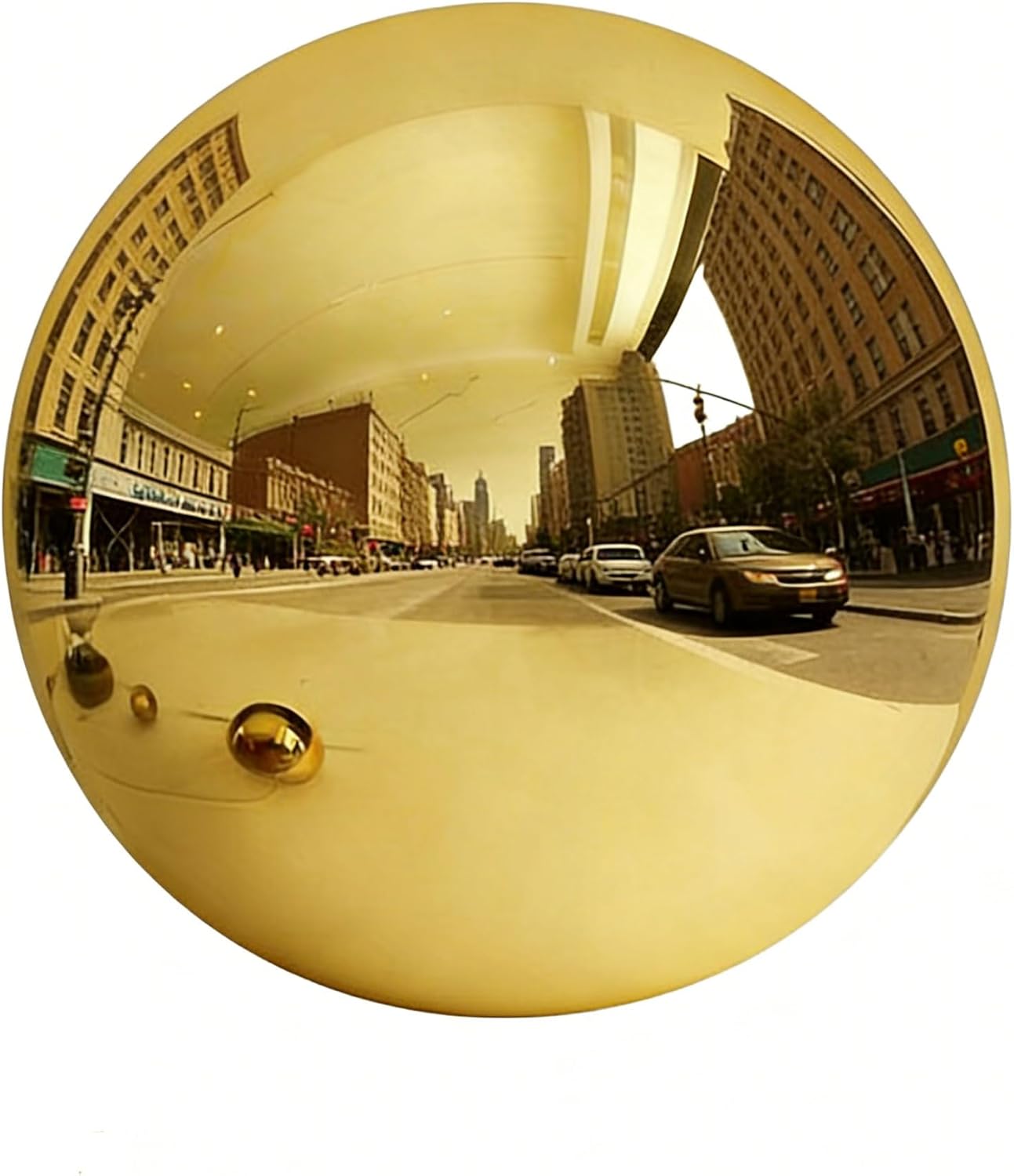 1 Pcs Stainless Steel Gazing Globe, Hollow Ball Mirrored Surface Polished Shiny Sphere, Garden Stainless Steel Gazing Ball for Outdoor Lawn Pond Yard Ornament, Golden(Size:15.74in/40cm)