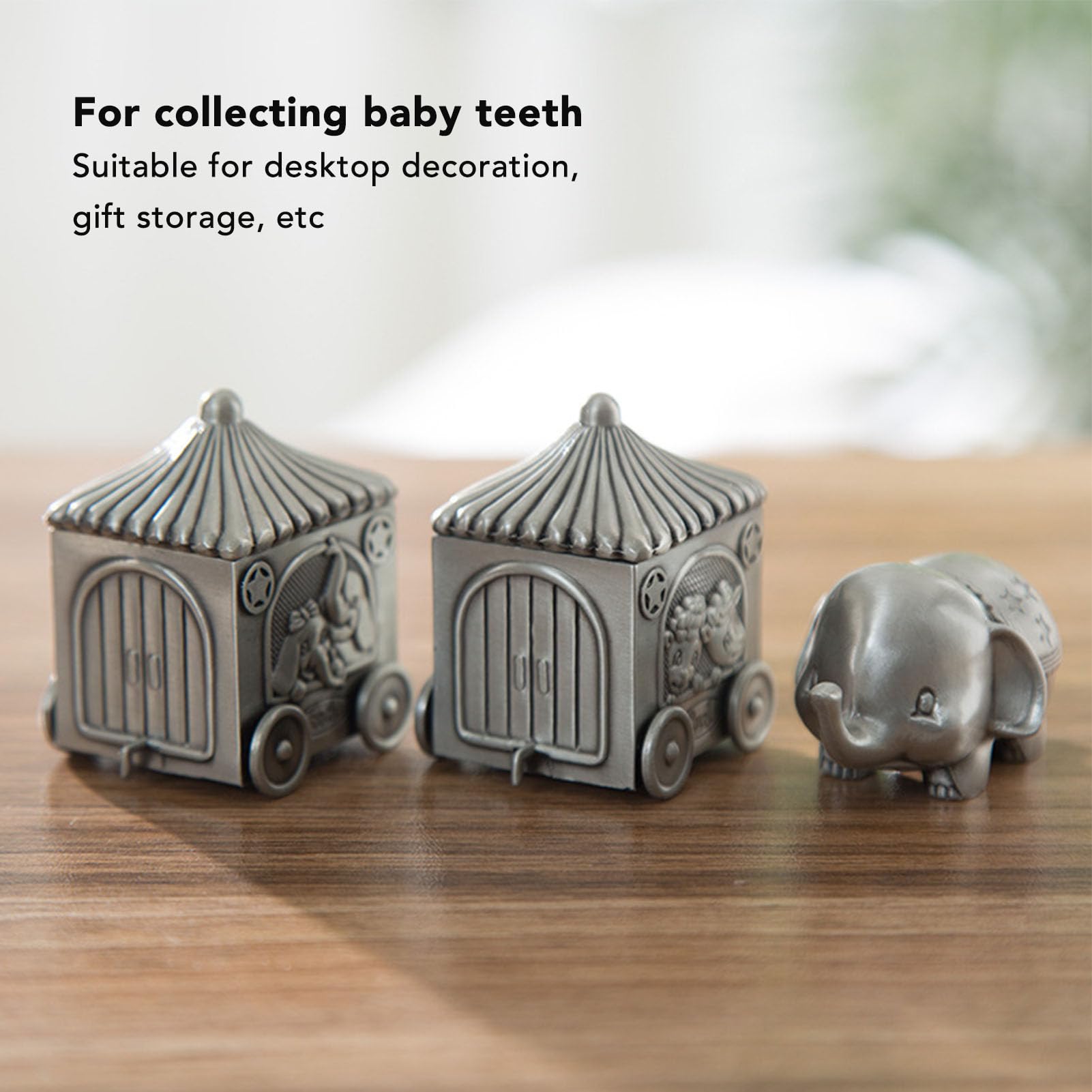 Juego de Caja de Recuerdos de Elefante con Primer Diente y Rizo, Recipiente Organizador de Hadas para Dientes de bebé, Soporte para Latas de Caja de Dientes para Niños, Regalos