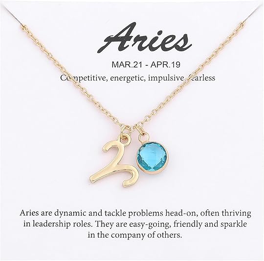 14k Gold Plated Zodiac Birthstone Crystal Pendant Necklace, Horoscope Sign Charm Necklace for Women Birthday Gift