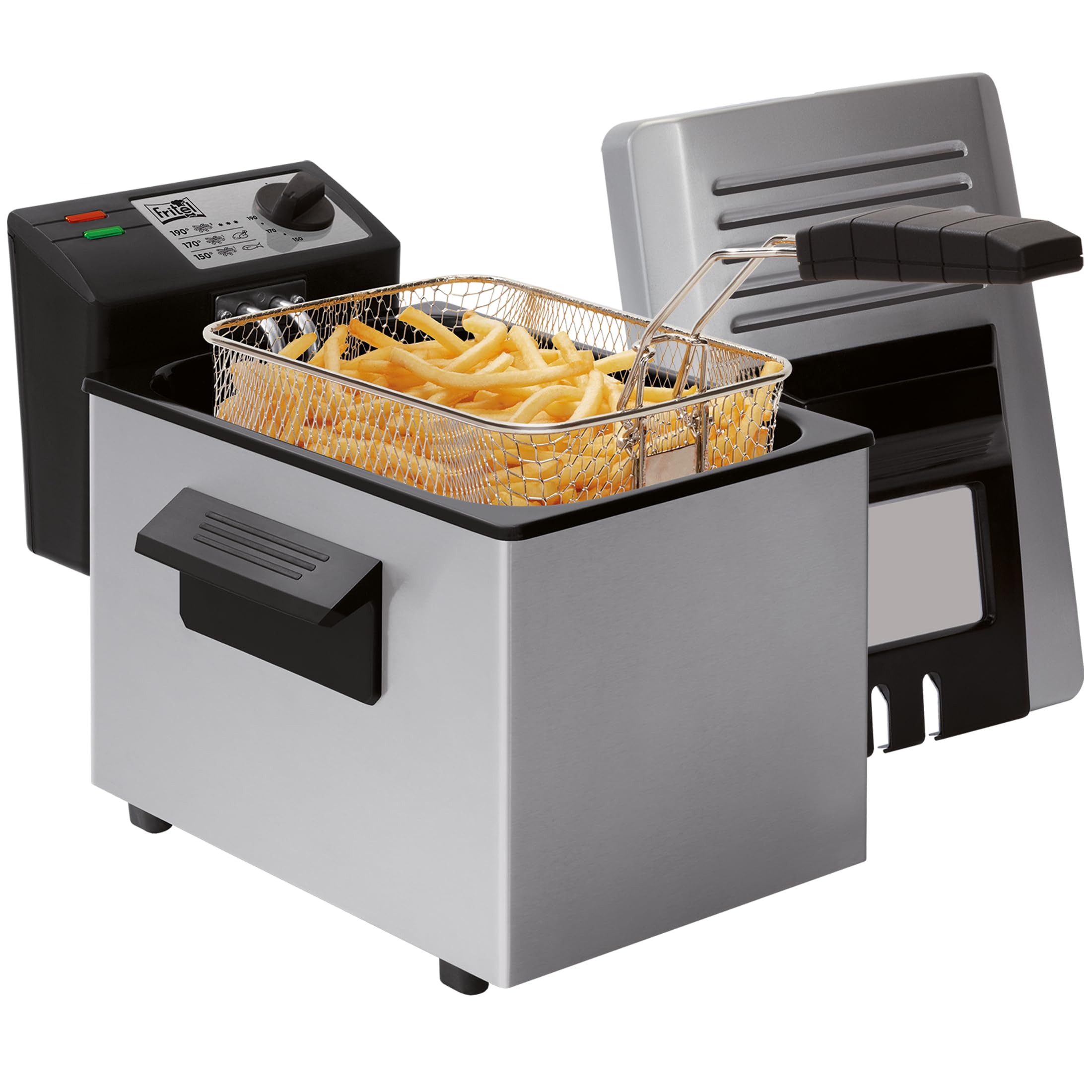 FRITEL Fritteuse A103 3 Liter 2000 W Cool-Touch-Griffe Filterdeckel mit Sichtfenster