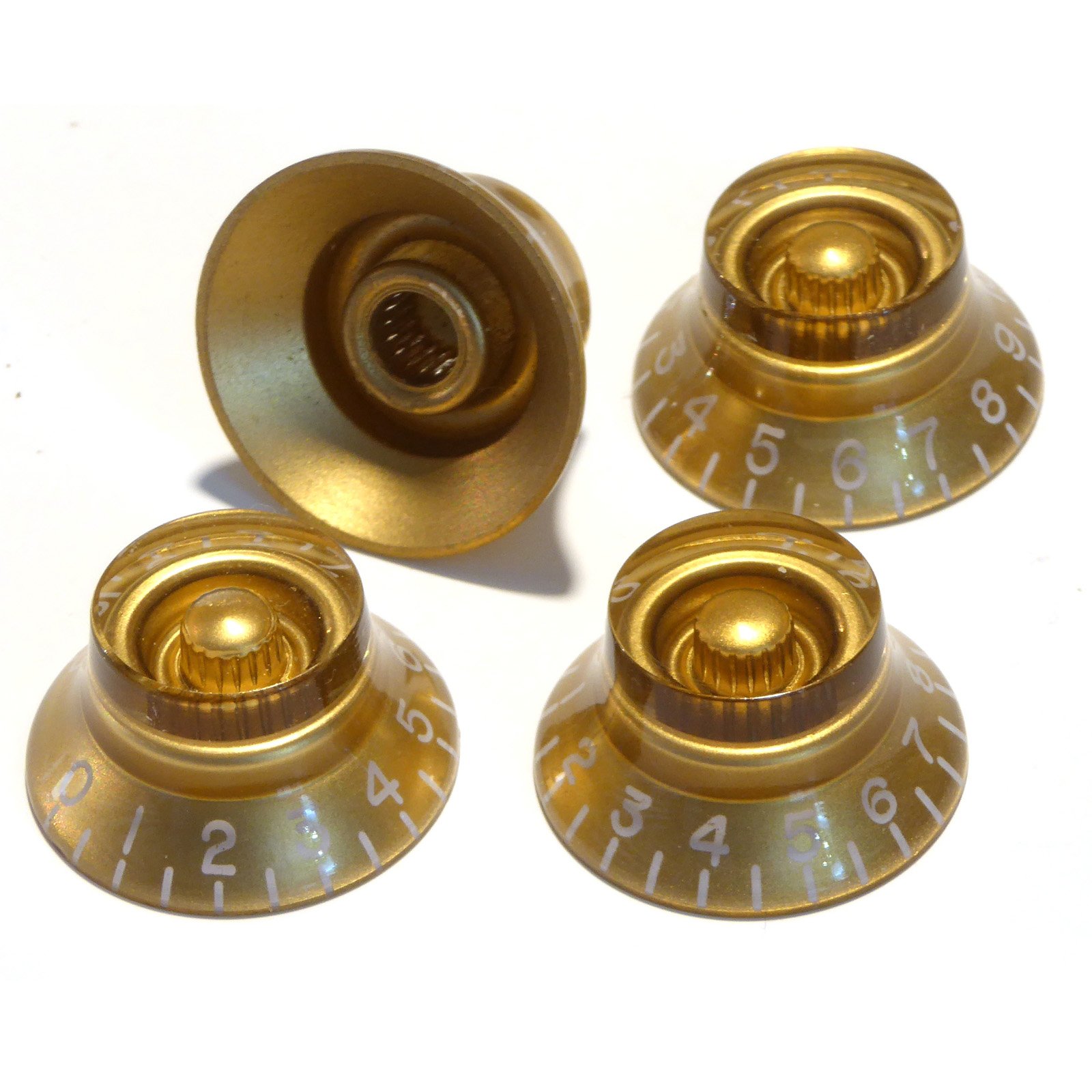 4x Gold guitar control knobs 0-10 scale tone or volume Speed Knob for Stratocaster Telecaster Gibson Ibanez Etc..
