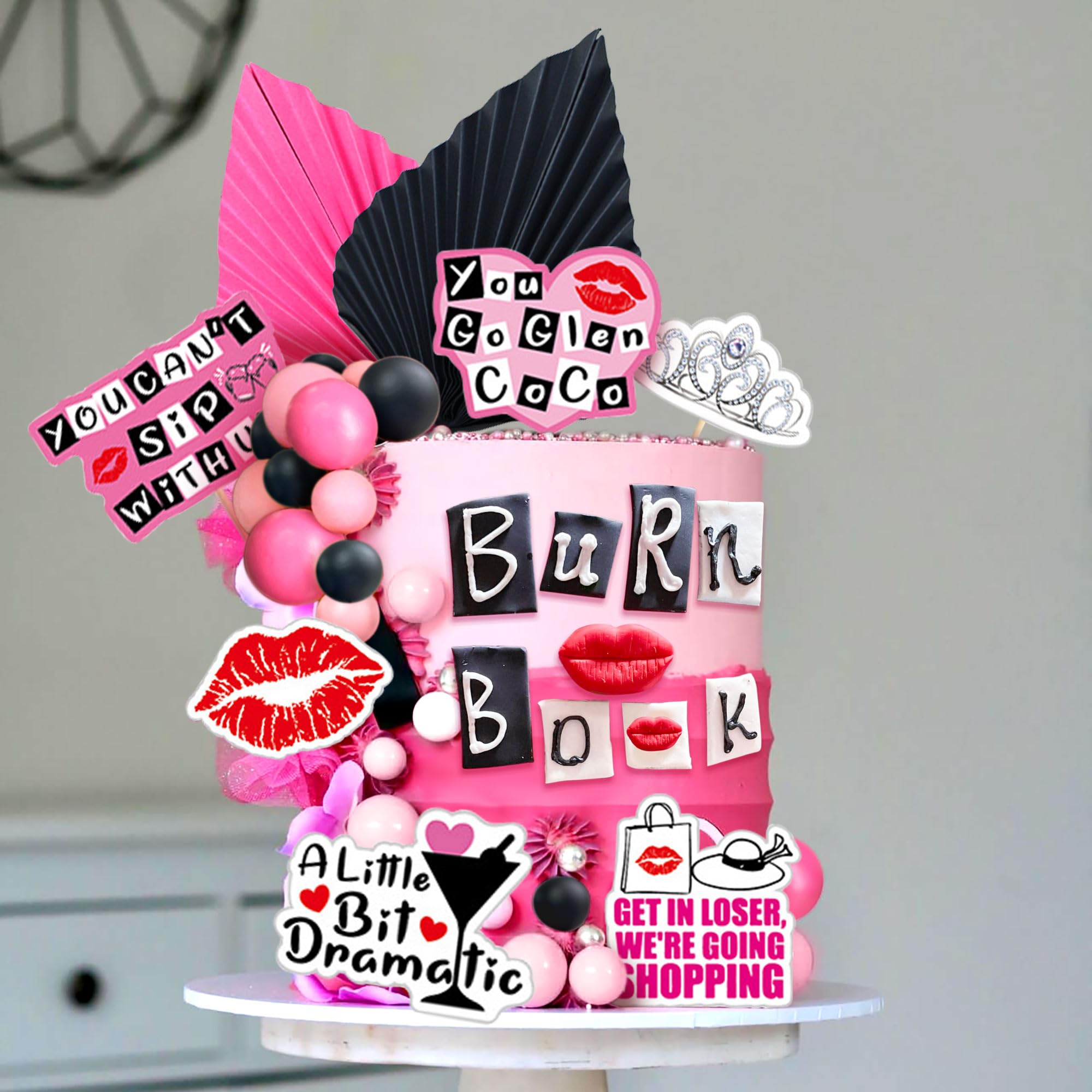 Topper Torta Mean Girls - Palline Rosa E Nero, Per Matrimonio E Addio Al Nubilato - Foto 11