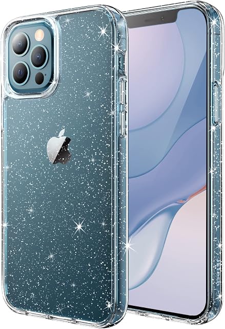 JETech Glitter Case for iPhone 12 Pro Max, 6.7-Inch, Bling Sparkle Shockproof Phone Bumper Cover, Cute Sparkly for Women and Girls (Clear)