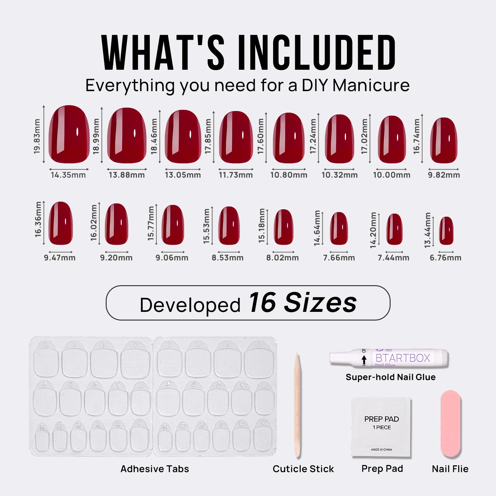 BTArtbox Press On Nails French Tips - 32 Pcs Short Square False Nails With Nail Glue and Adhesive Nail Tabs, No Fade Out Stick On Nails in 16 Sizes, Soft Gel Fake Nail for Women, Classic White — view 77