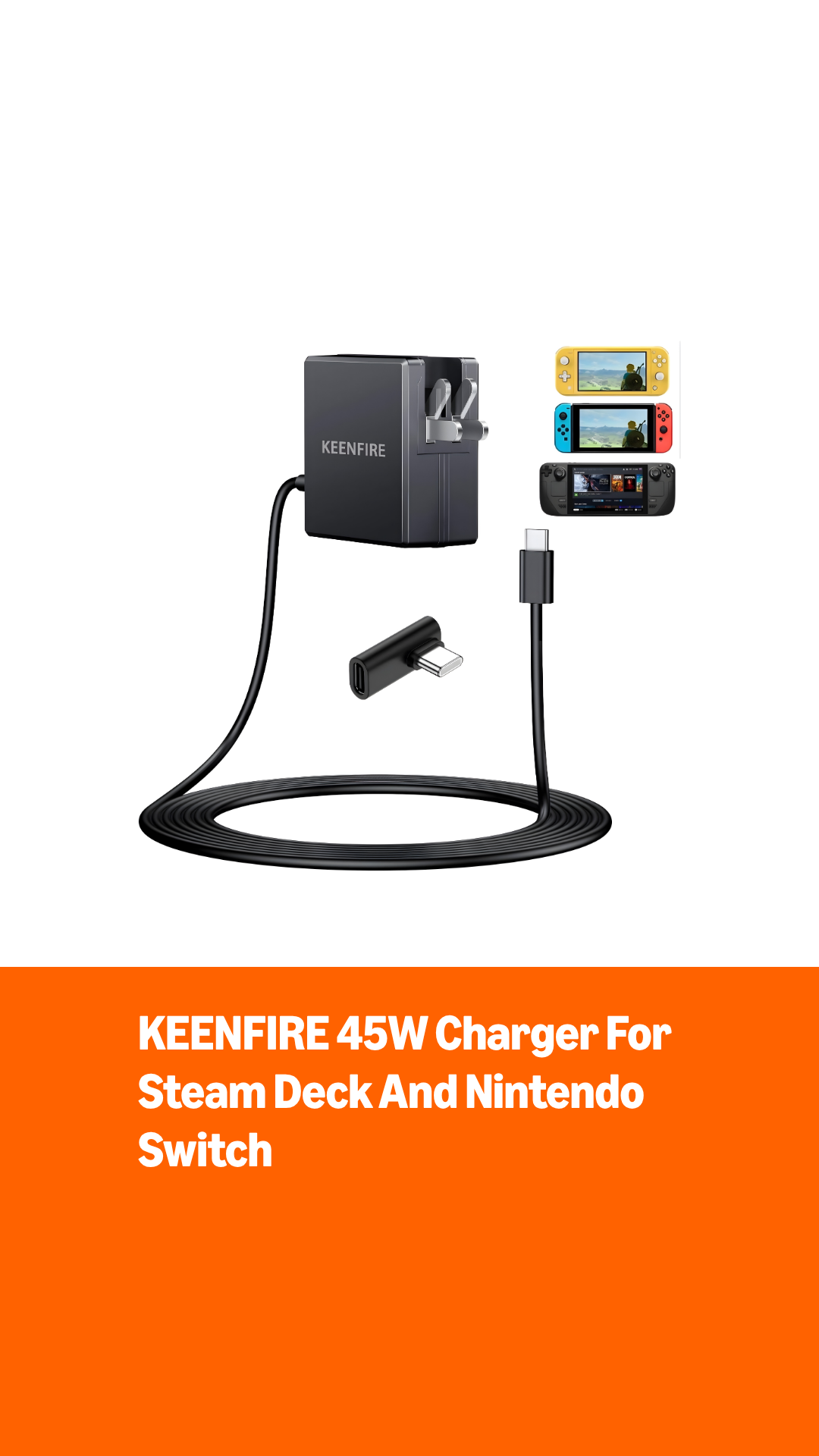 Amazon.com: 45W 充電器適用於Steam 甲板、Nintendo 任天堂Switch