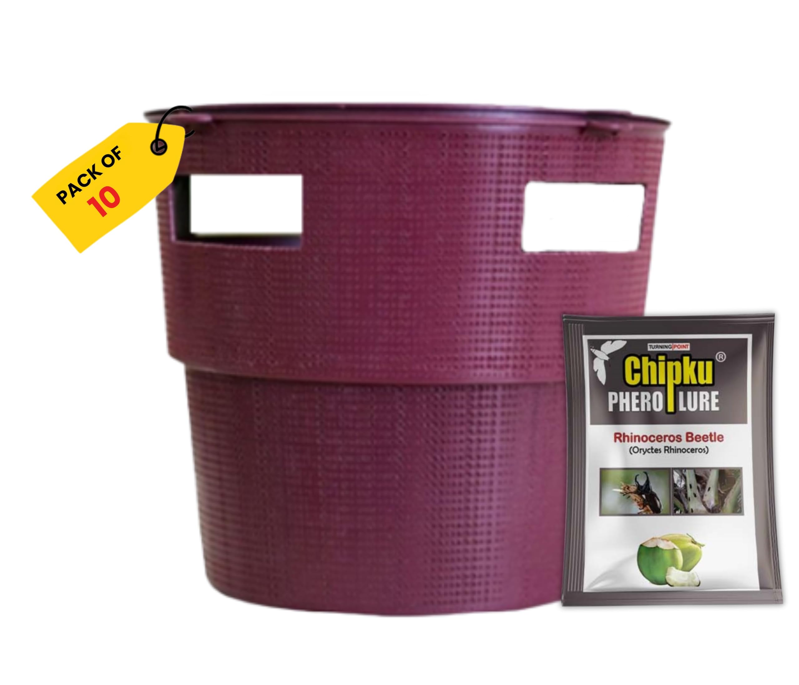 Chipku Bucket Trap with Lure for Rhinoceros Beetle – Pack of 10