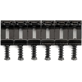 Musiclily Ultra 10.8 mm Hardened Steel Curved Vintage String Tabs for Strat Style Electric Guitar Black Set of 6