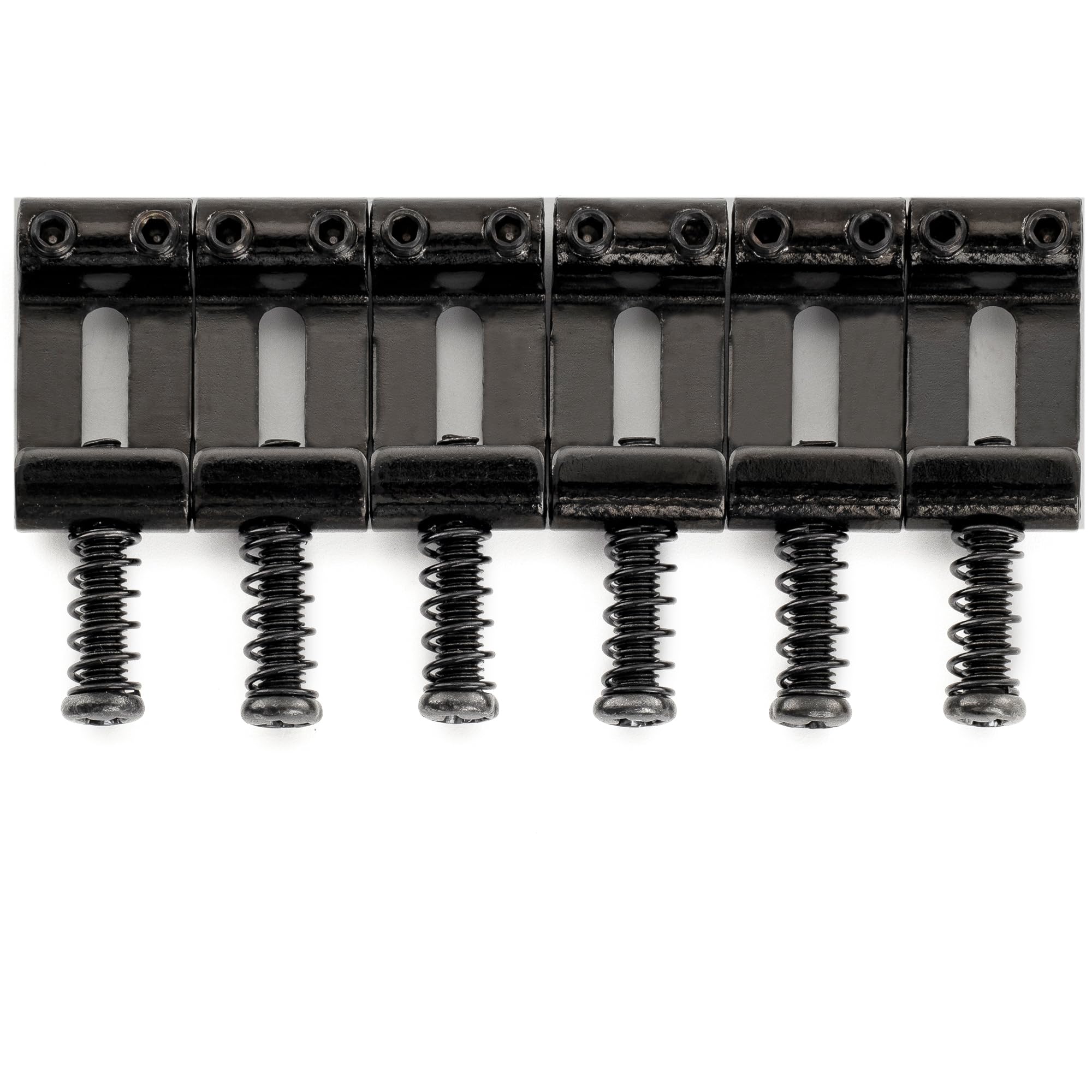 Musiclily Ultra 10.8mm Hardened Steel Vintage Style Saddles for Strat Style Electric Guitar Bridge Black (Set of 6)