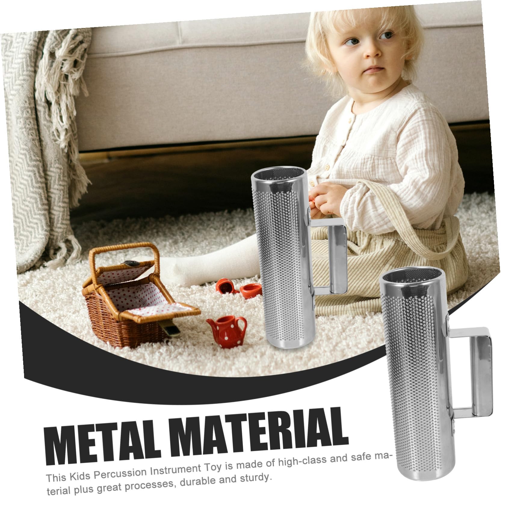 Guiro Instrument de Percussion en Métal 1 Set pour Garçon et Filles
